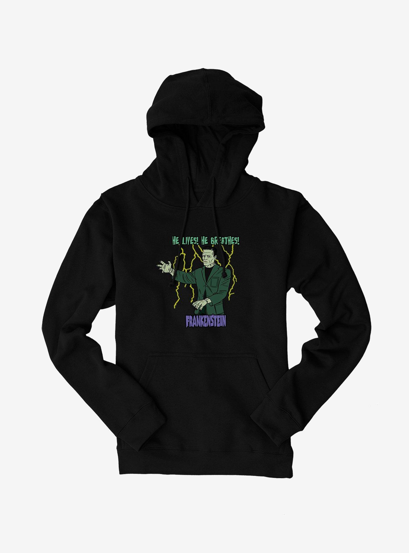 Universal Monsters Frankenstein He Lives He Breathes Hoodie, BLACK, hi-res