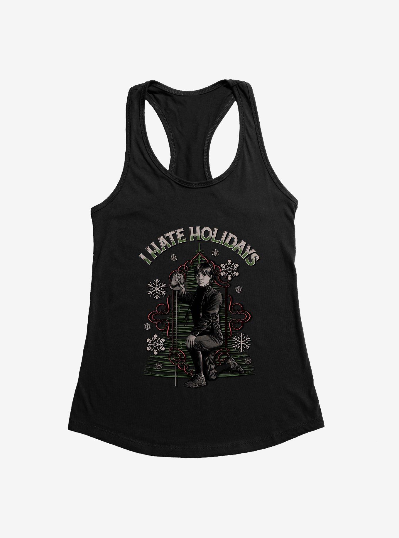 Wednesday I Hate Holidays Girls Tank, BLACK, hi-res