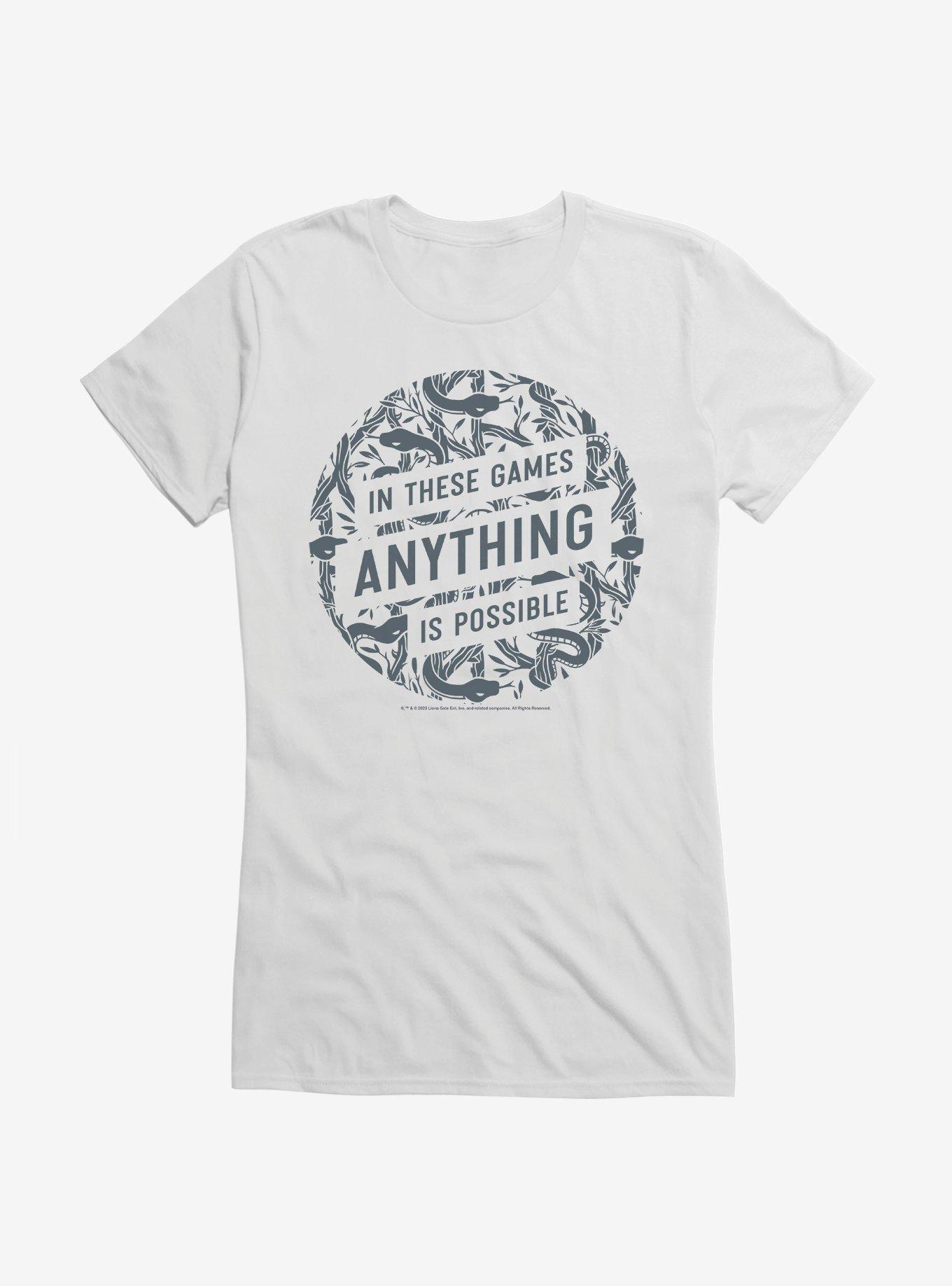 Hunger Games: The Ballad Of Songbirds And Snakes In These Games Anything Is Possible Girls T-Shirt, WHITE, hi-res