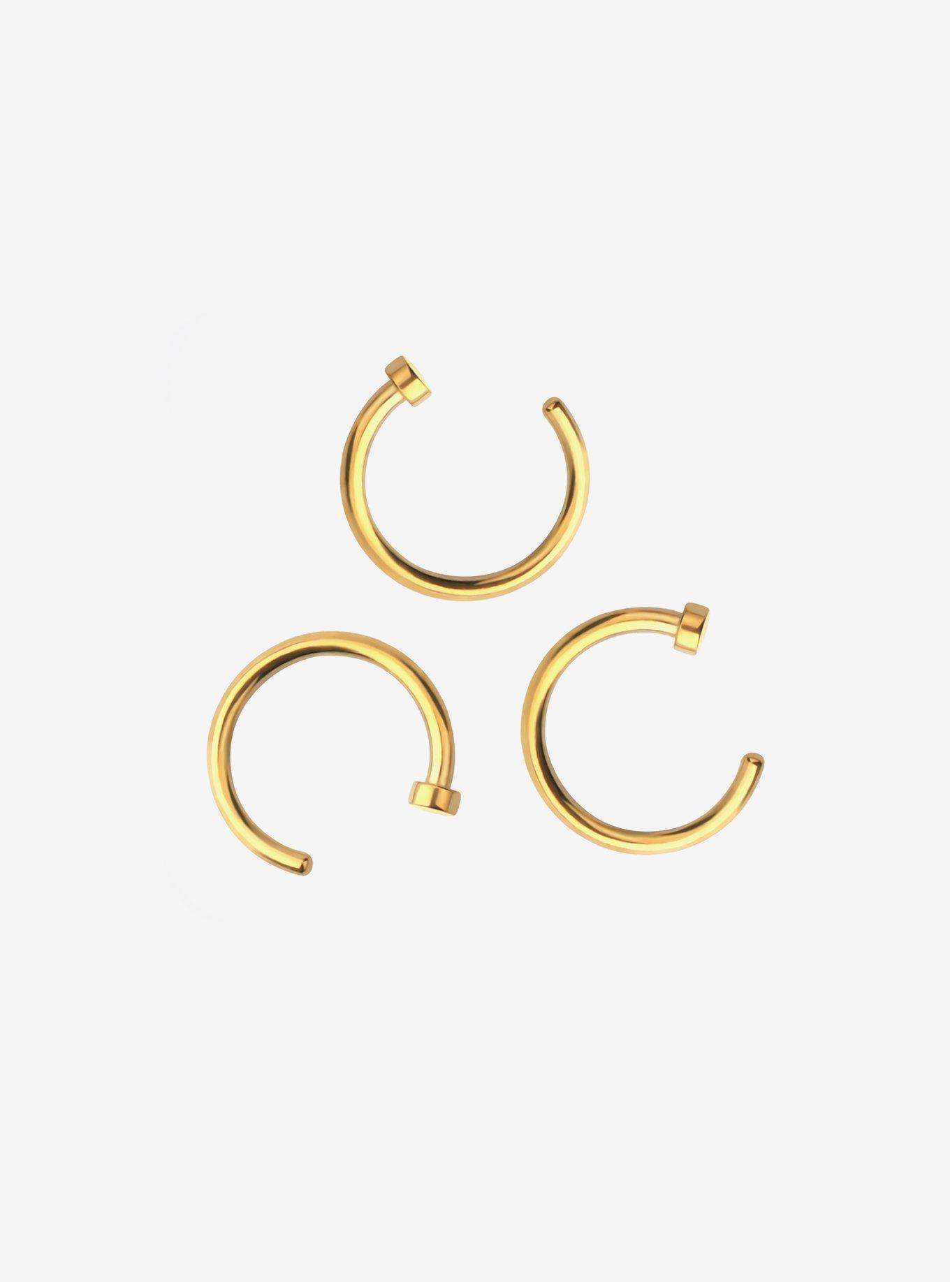 Steel Gold Nose Hoop 3 Pack, , hi-res
