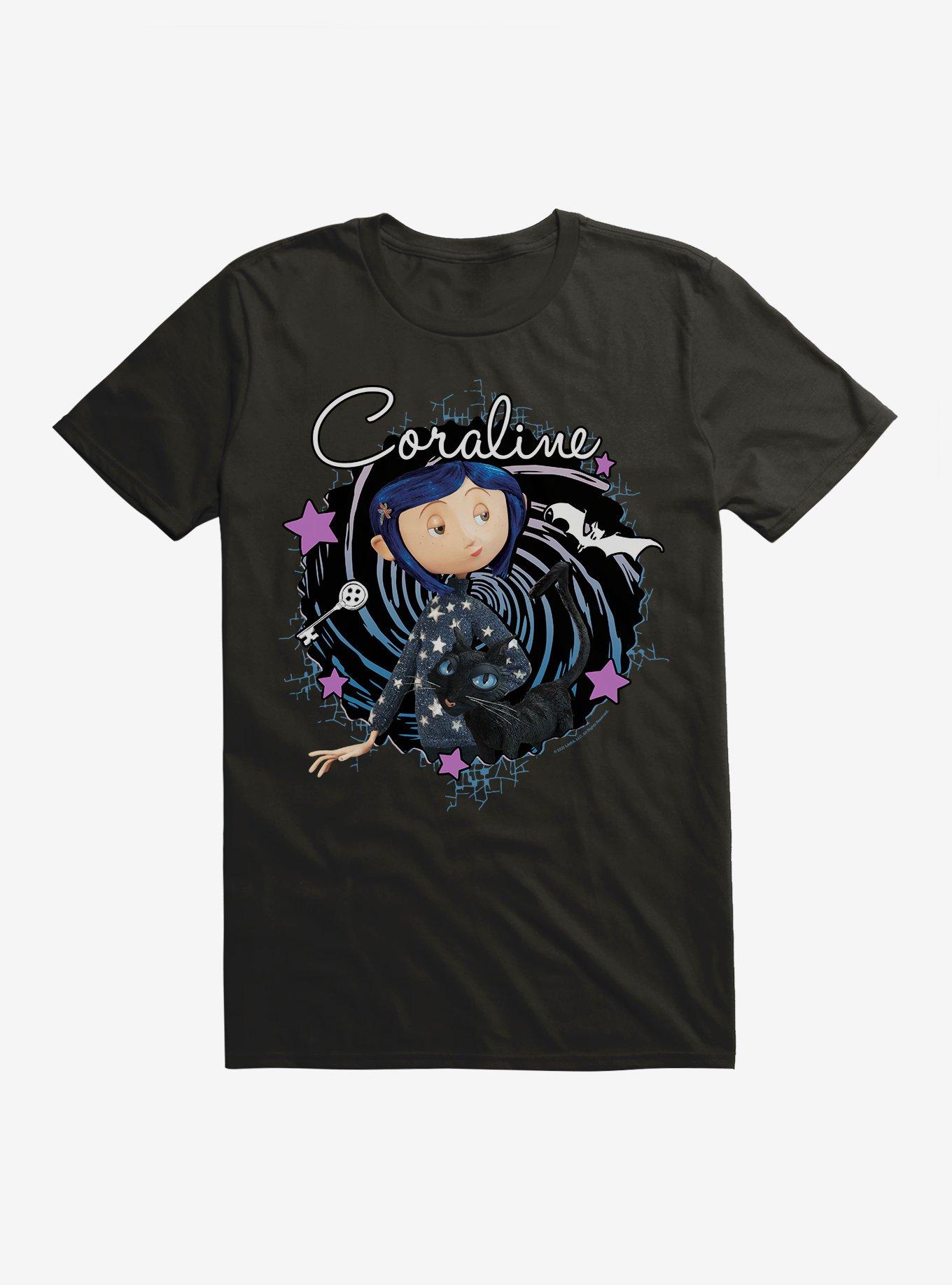 Coraline The Cat Swirl And Stars T-Shirt, , hi-res