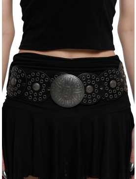 Black & Silver Circle Grommet Hip Belt, , hi-res