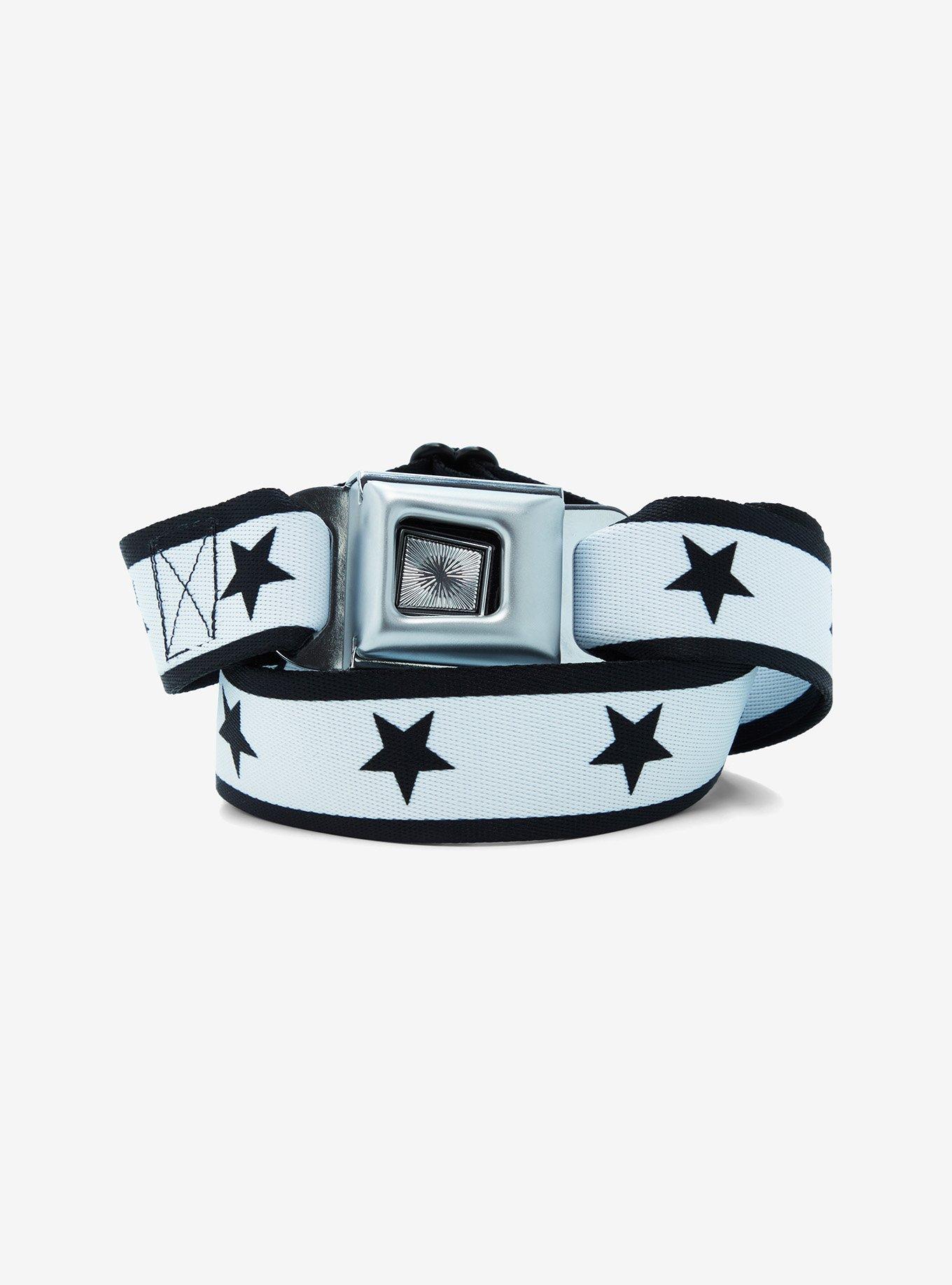 White & Black Star Seatbelt Belt, , hi-res