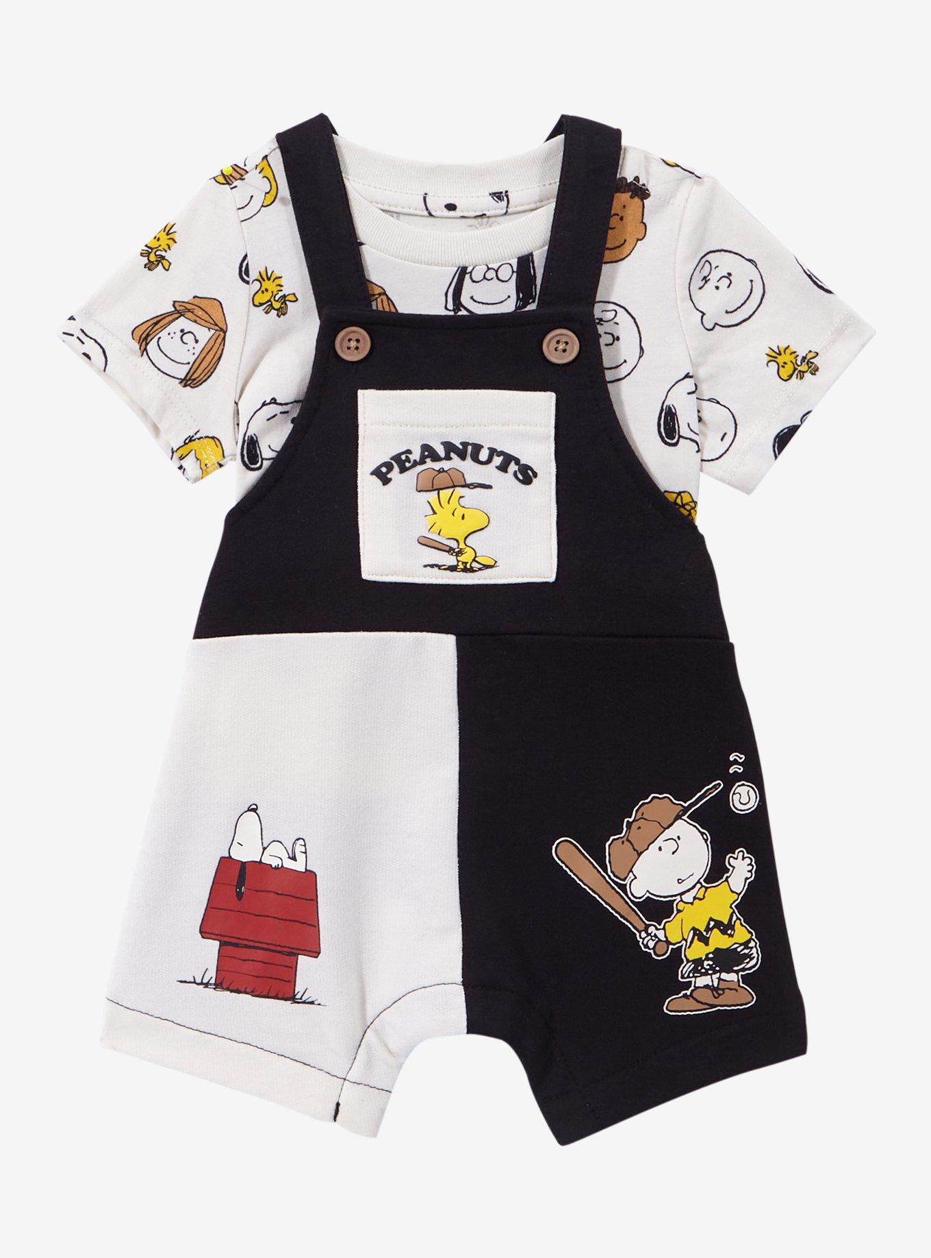 Peanuts Characters Color Block Infant T-Shirt and Overall Set - BoxLunch Exclusive, , hi-res