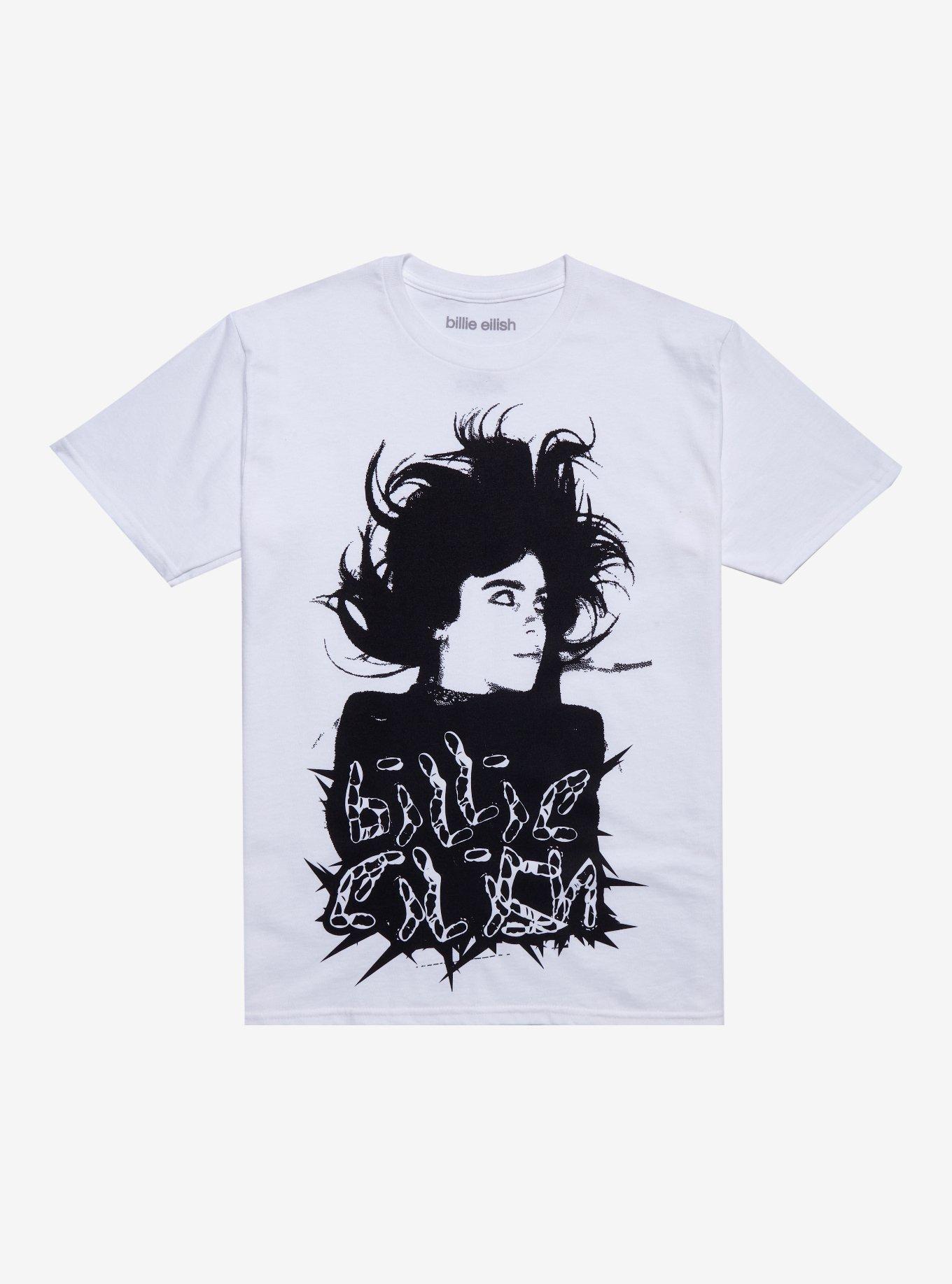 Billie Eilish Hair Portrait Boyfriend Fit Girls T-Shirt, GREY, hi-res