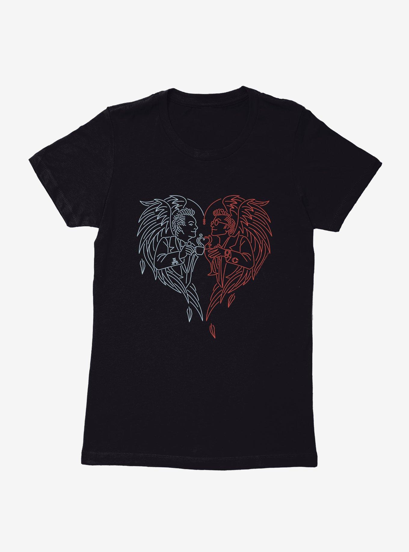 Good Omens Line Art Aziraphale & Crowley Womens T-Shirt, , hi-res