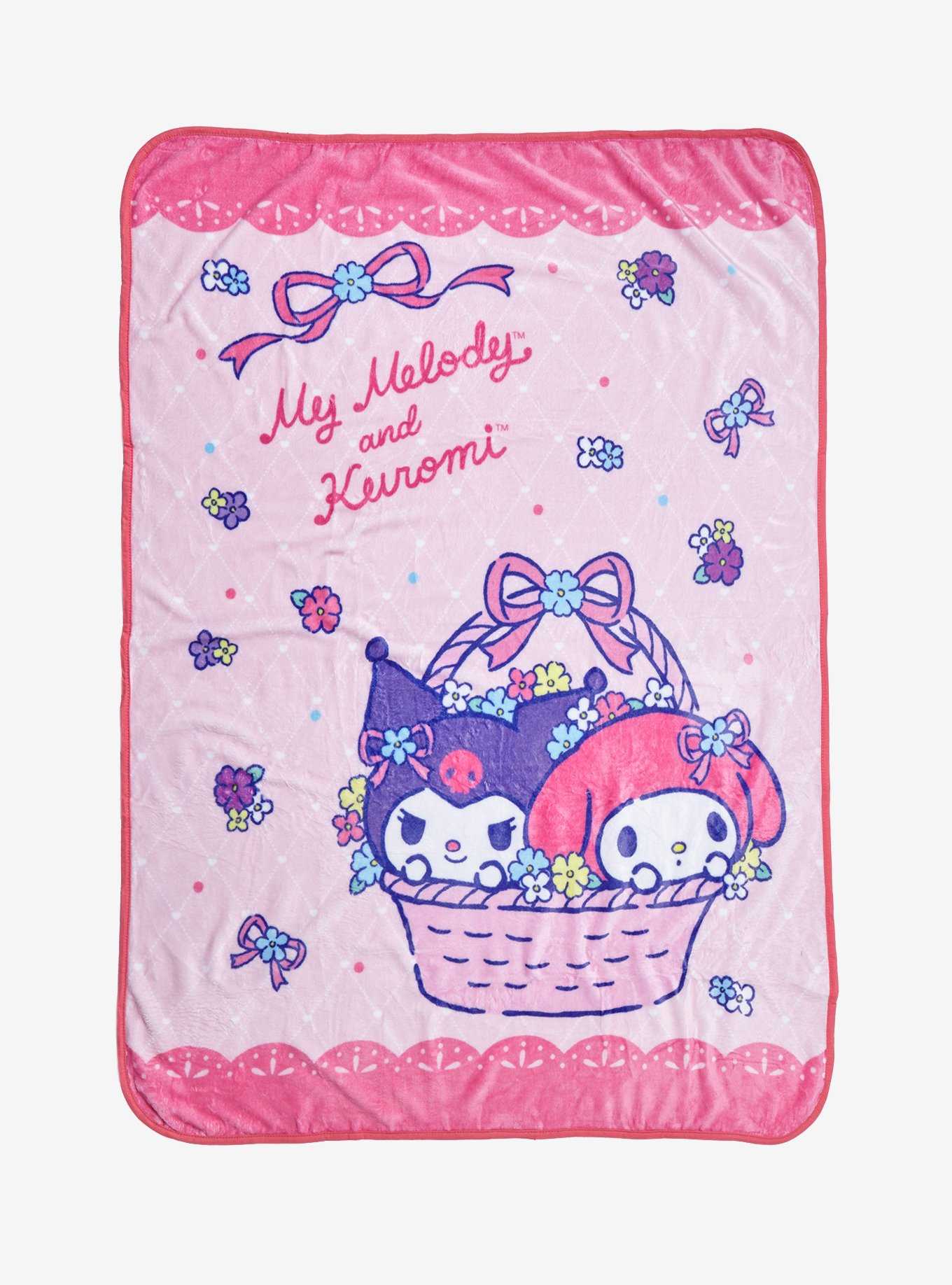 Sanrio Kuromi and My Melody Floral Basket Fleece Throw, , hi-res