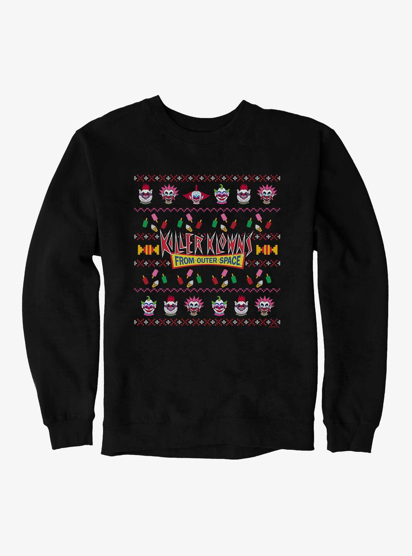 Killer Klowns From Outer Space Ugly Christmas Sweater Pattern Sweatshirt, , hi-res