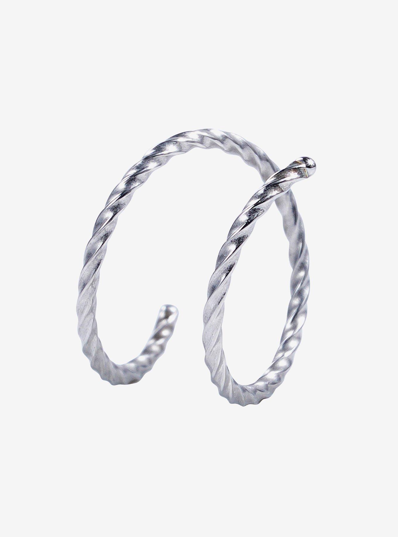 Steel Silver Twist Double Nose Hoop, , hi-res