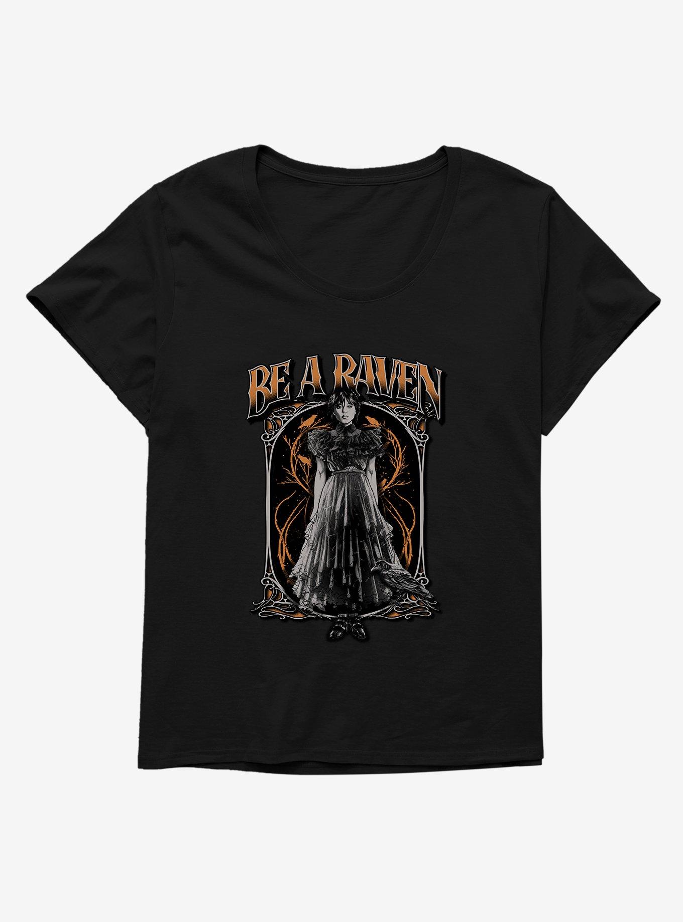 Wednesday Be A Raven Womens T-Shirt Plus Size, BLACK, hi-res