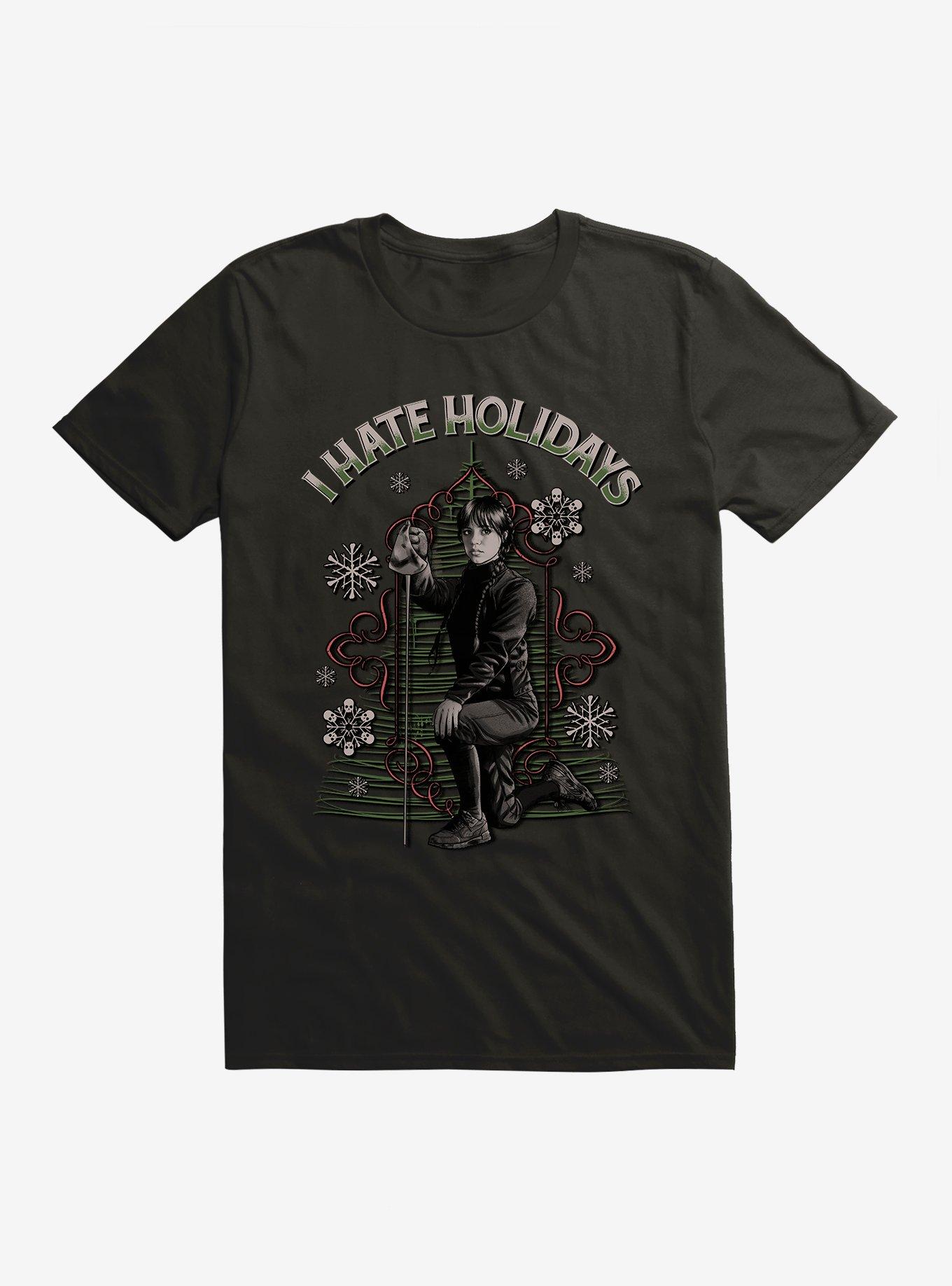 Wednesday I Hate Holidays T-Shirt, BLACK, hi-res