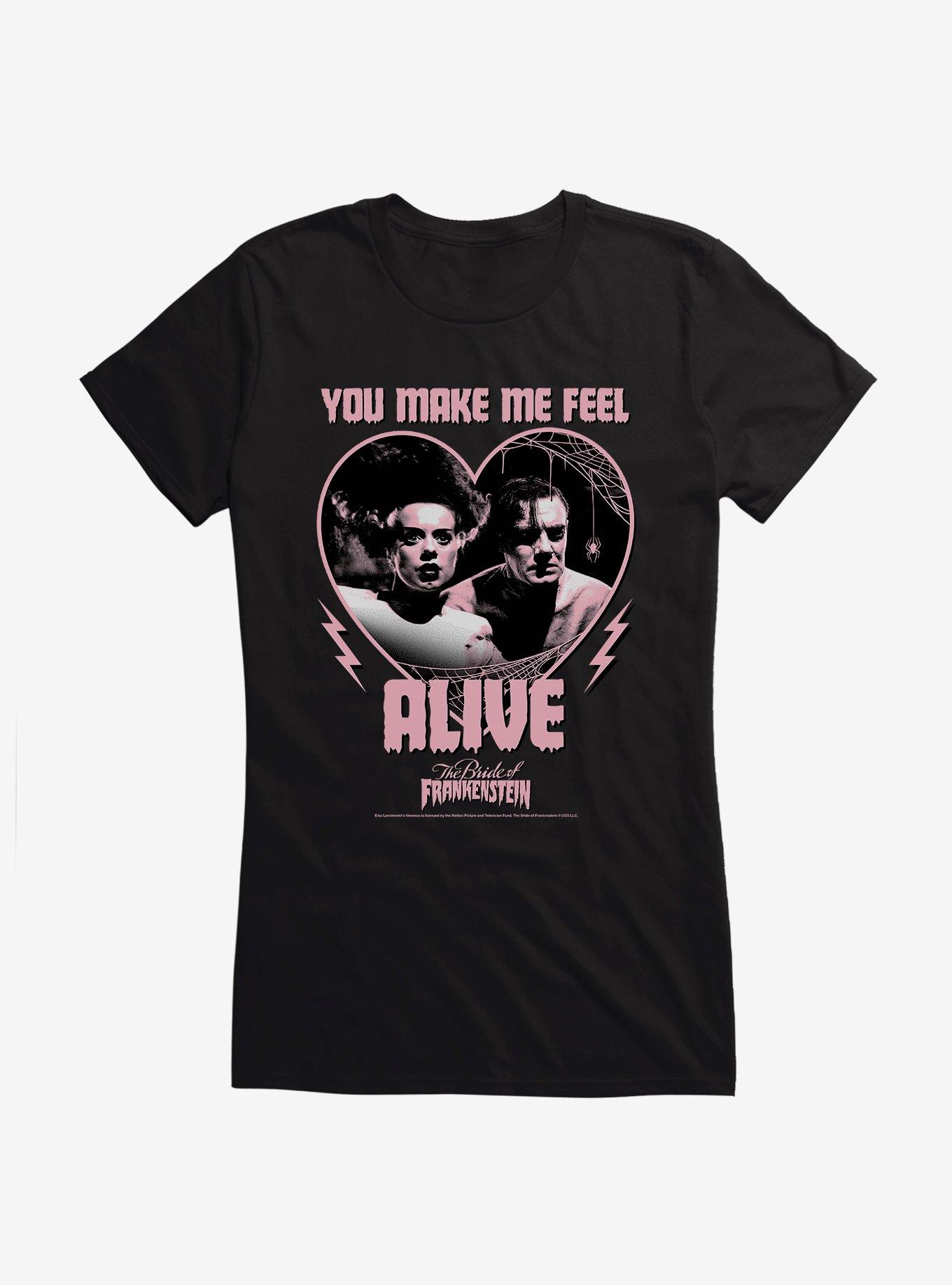 The Bride Of Frankenstein You Make Me Feel Alive Girls T-Shirt, BLACK, hi-res