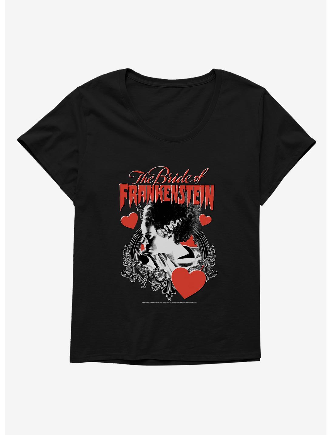 The Bride Of Frankenstein Bride With Hearts Girls T-Shirt Plus Size, BLACK, hi-res