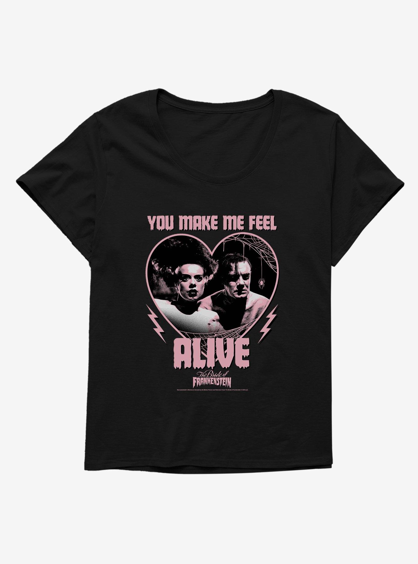 The Bride Of Frankenstein You Make Me Feel Alive Girls T-Shirt Plus Size, BLACK, hi-res