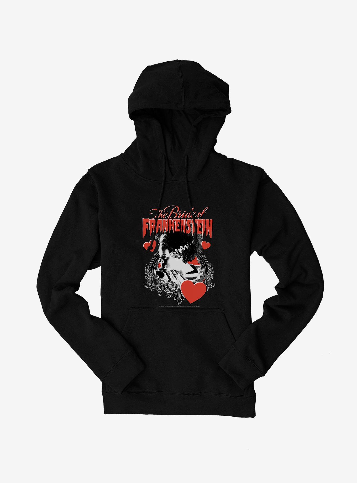 The Bride Of Frankenstein Bride With Hearts Hoodie, BLACK, hi-res