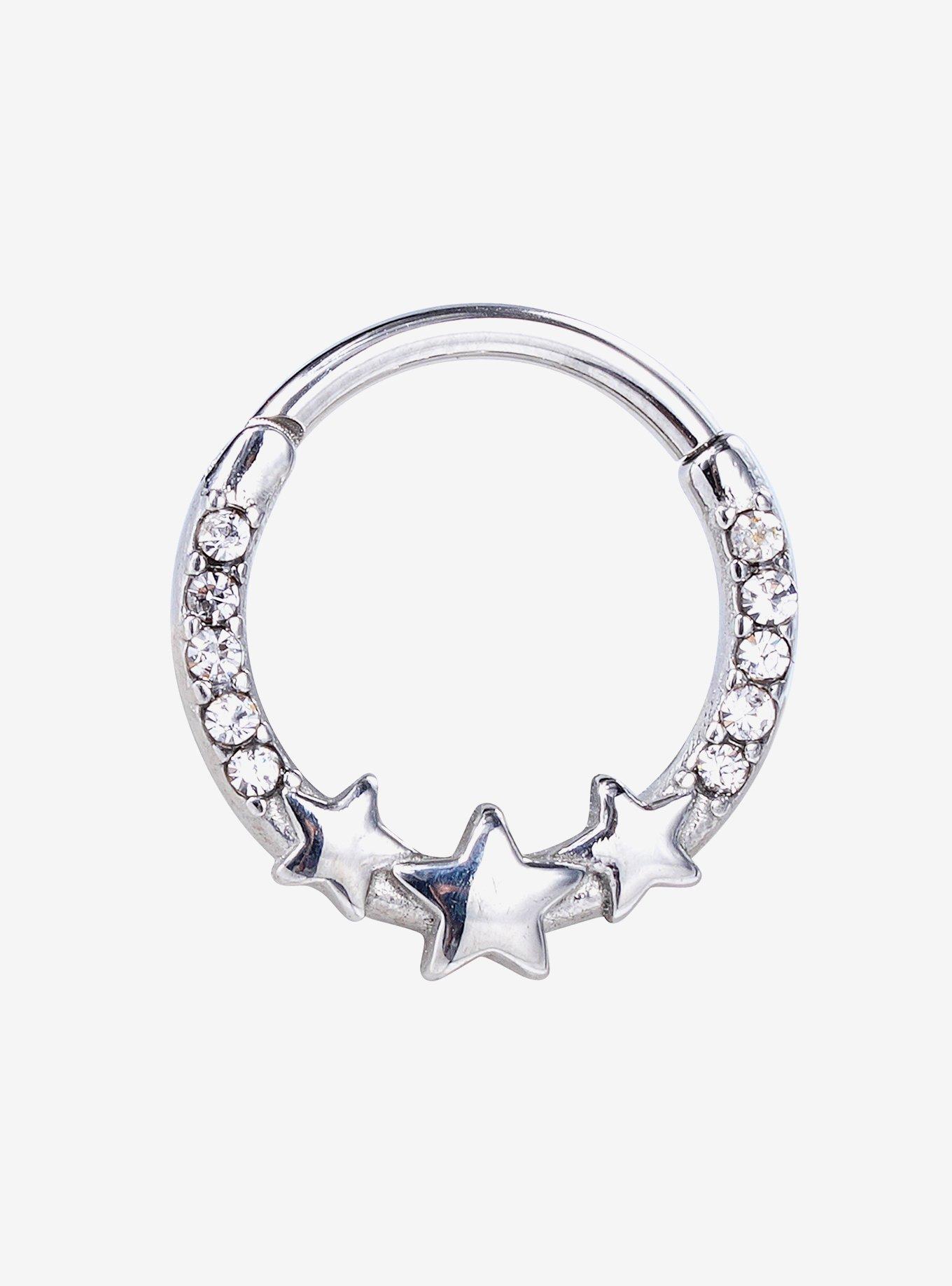 Steel Silver Triple Star Gem Hinged Clicker, , hi-res