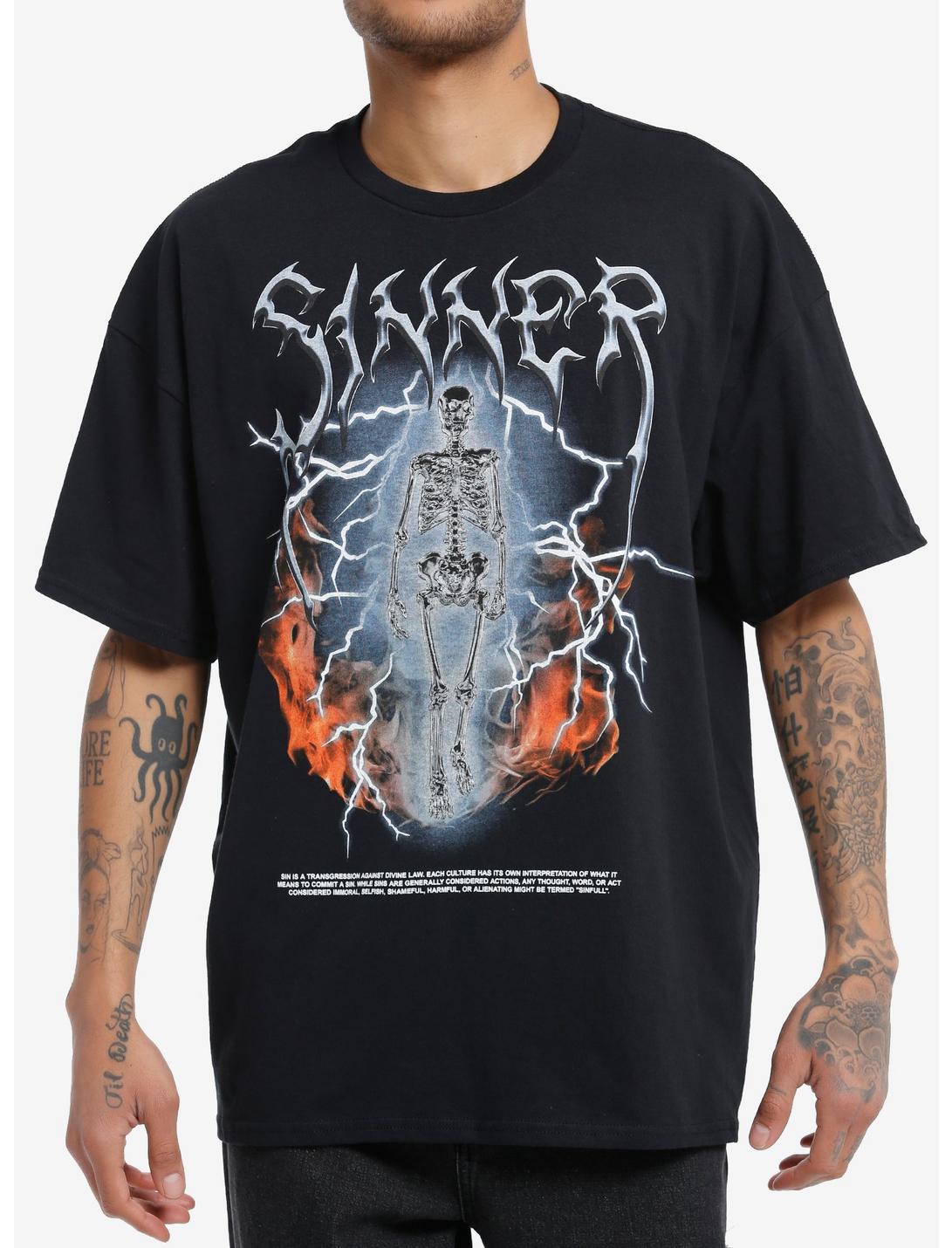 Social Collision® Sinner Fiery Skeleton Oversized T-Shirt | Hot Topic