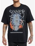 Social Collision® Sinner Fiery Skeleton Oversized T-Shirt, MULTI, hi-res