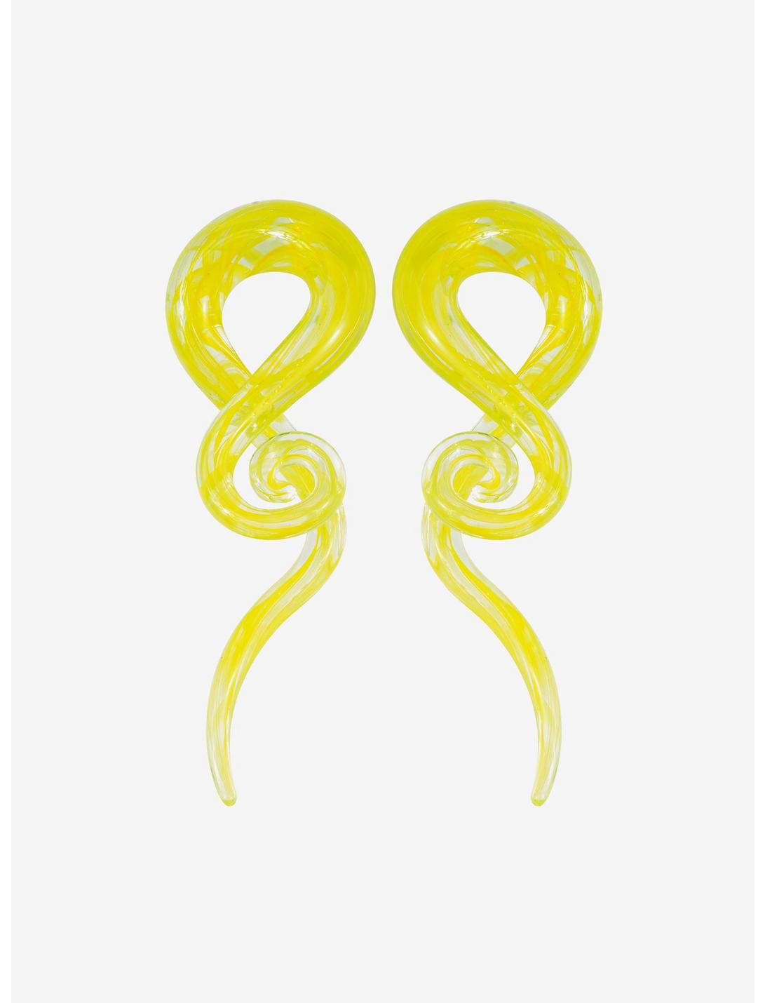 Glass Chartreuse Spiral Taper 2 Pack, , hi-res