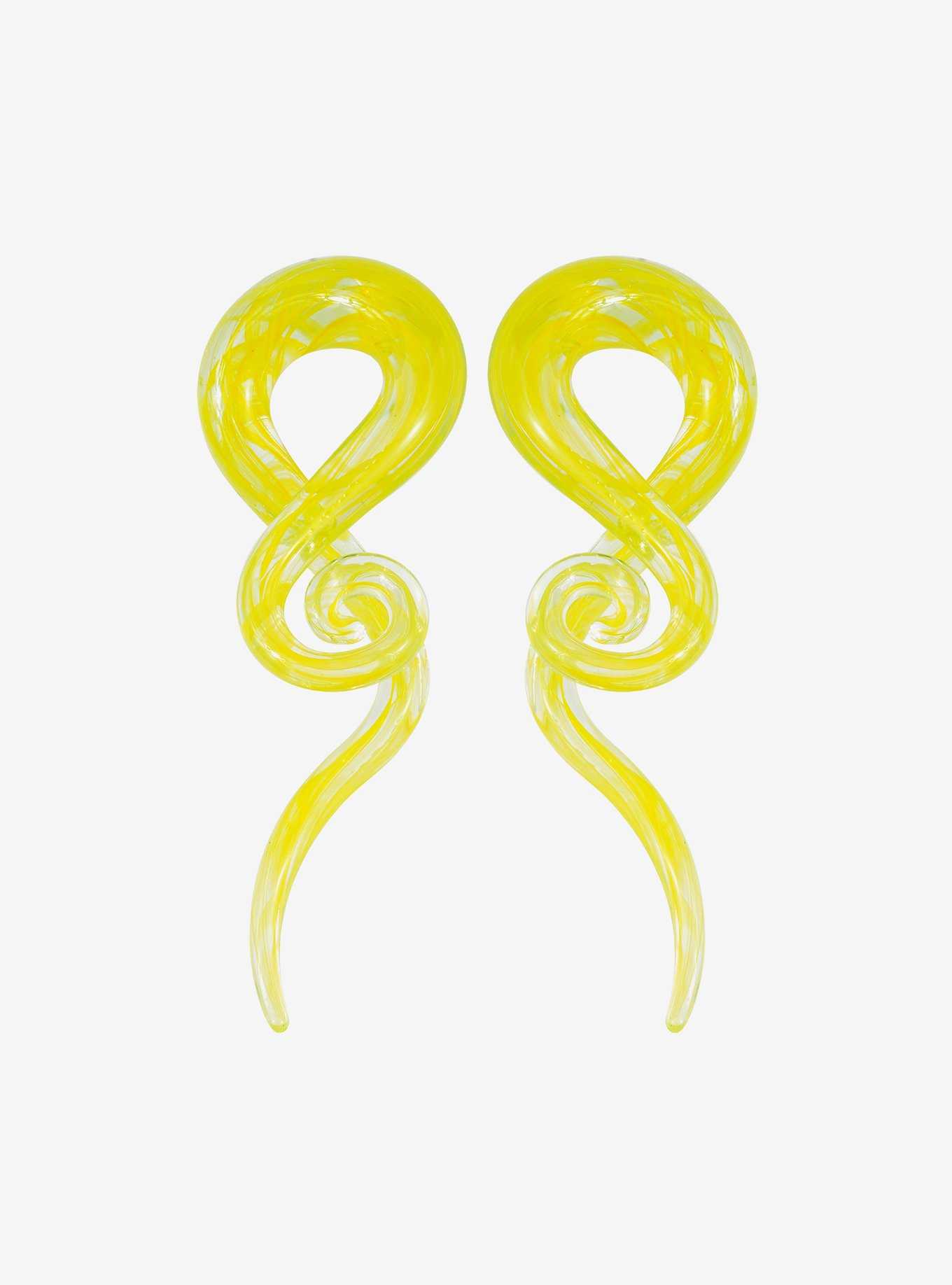 Glass Chartreuse Spiral Taper 2 Pack, , hi-res