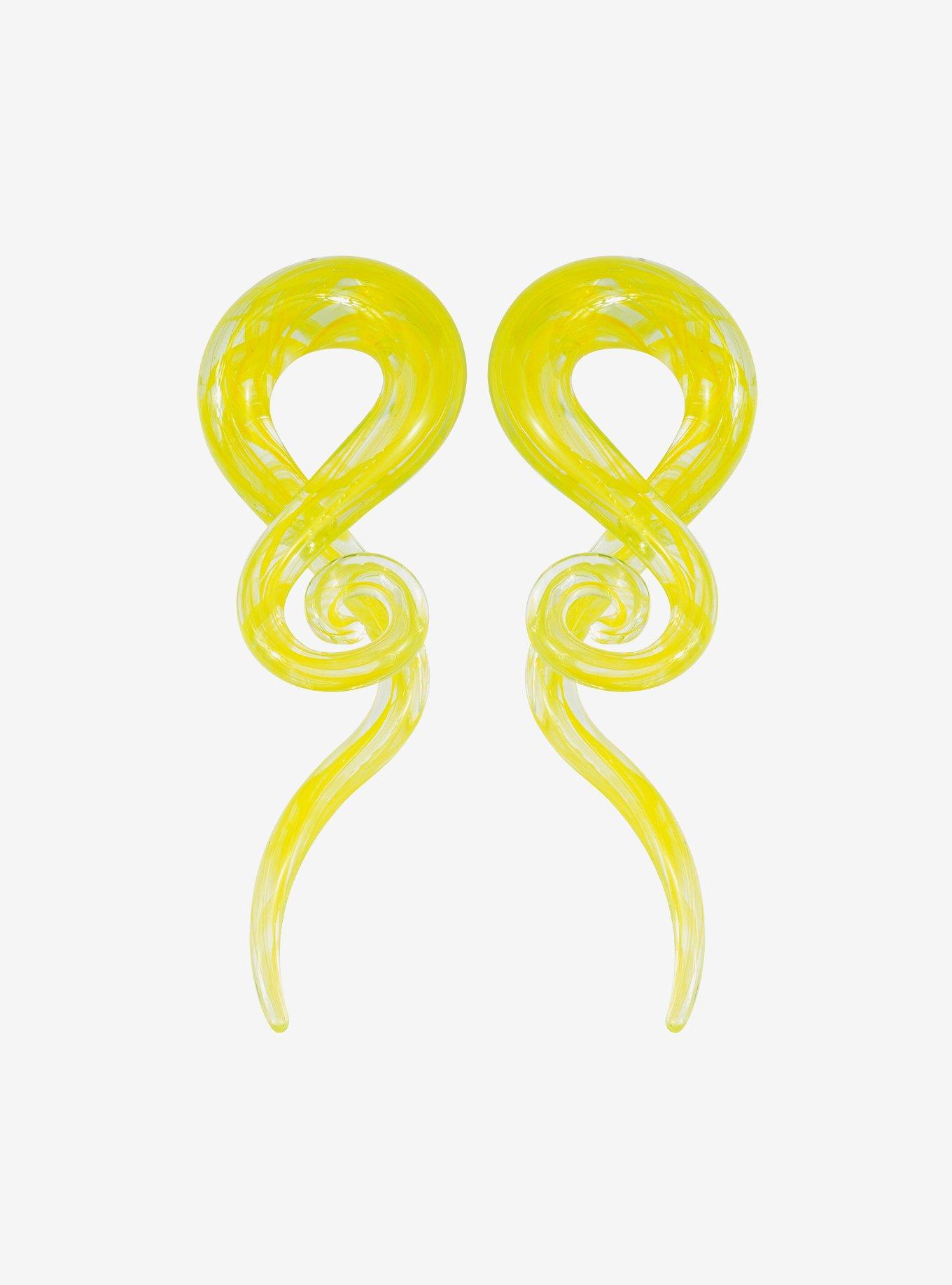 Glass Chartreuse Spiral Taper 2 Pack, , hi-res