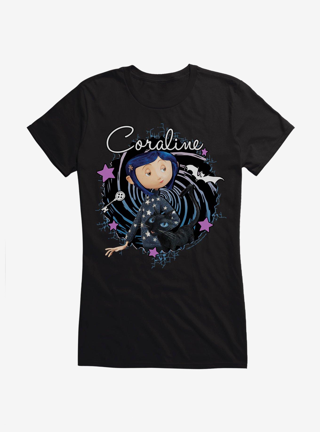 Coraline The Cat Swirl And Stars Girls T-Shirt