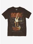 AC/DC Angus Young Statue Boyfriend Fit Girls T-Shirt, BROWN, hi-res