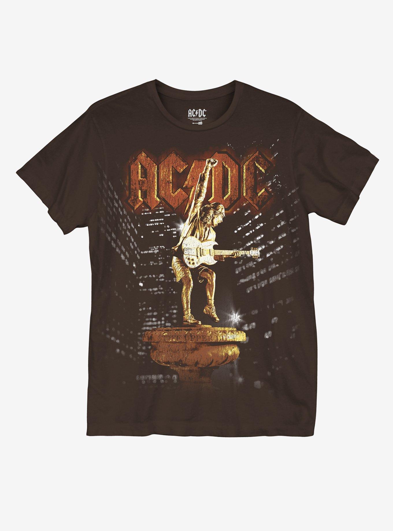 AC/DC Angus Young Statue Boyfriend Fit Girls T-Shirt, BROWN, hi-res