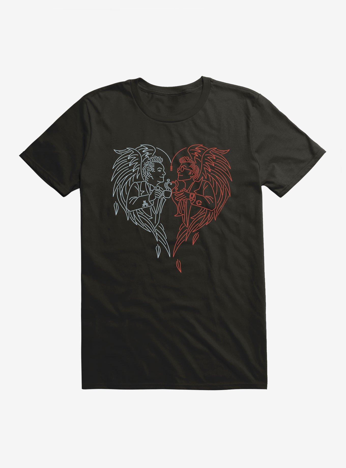 Good Omens Line Art Aziraphale & Crowley T-Shirt, , hi-res