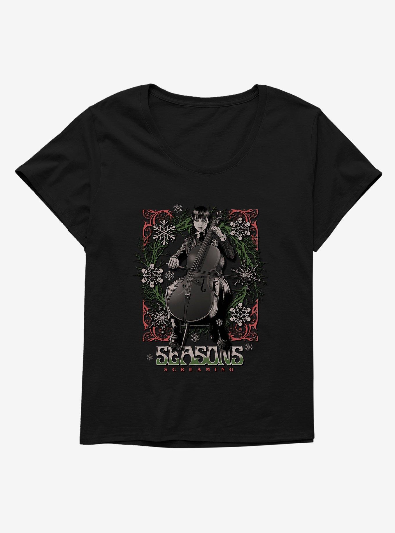 Wednesday Seasons Screaming Womens T-Shirt Plus Size, BLACK, hi-res