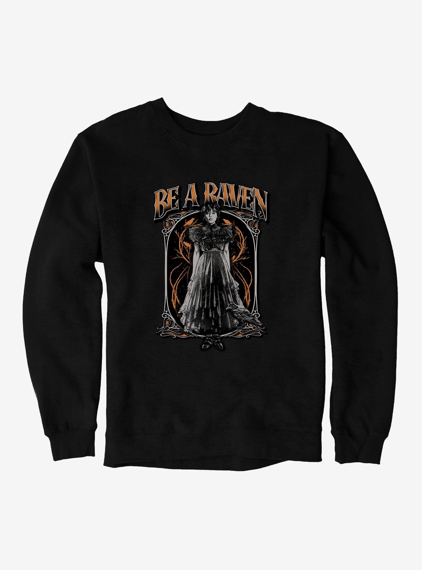 Wednesday Be A Raven Sweatshirt, BLACK, hi-res