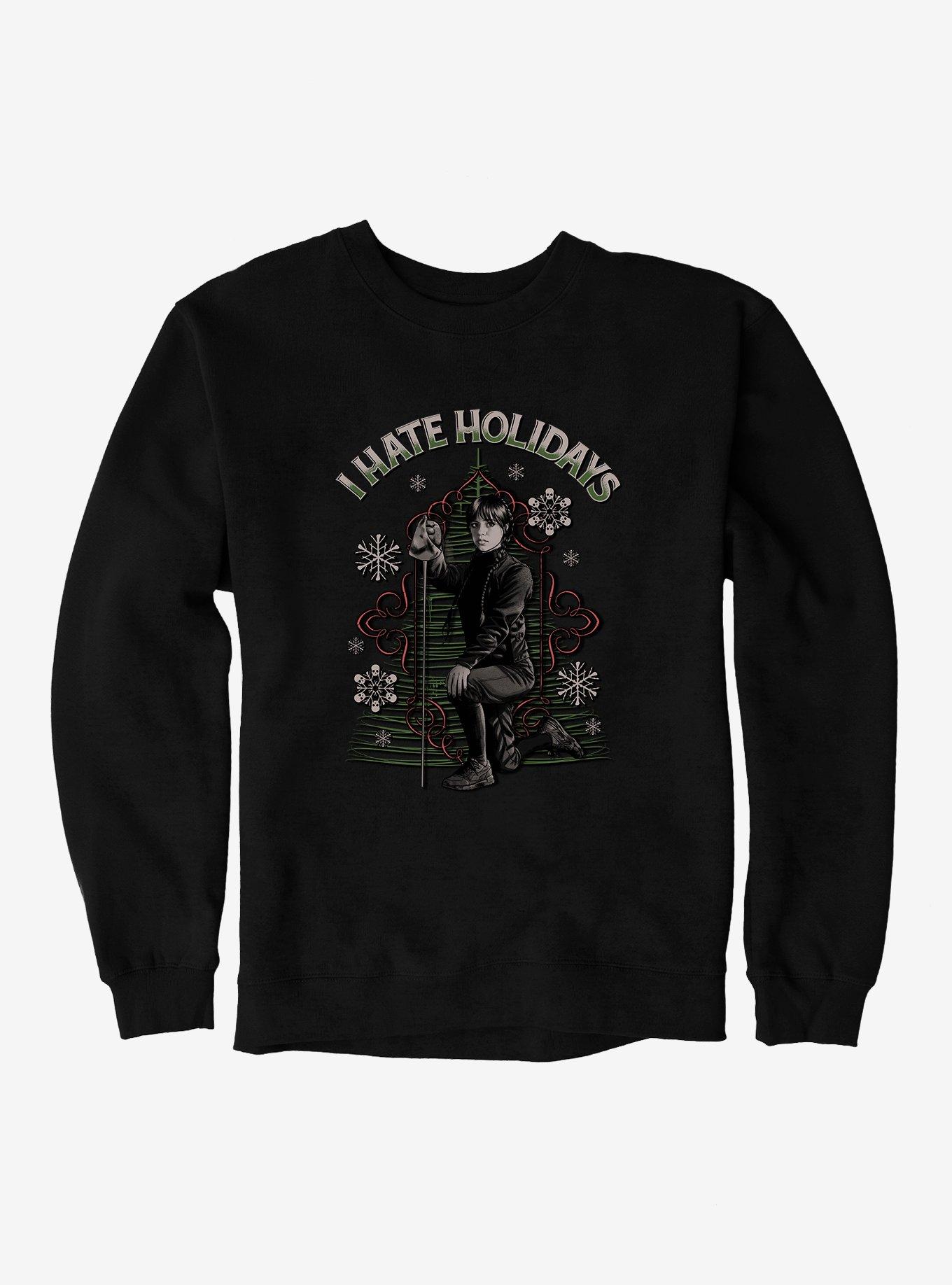 Wednesday I Hate Holidays Sweatshirt, BLACK, hi-res