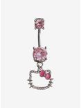 14G Steel Hello Kitty Pink Bling Navel Barbell, , hi-res