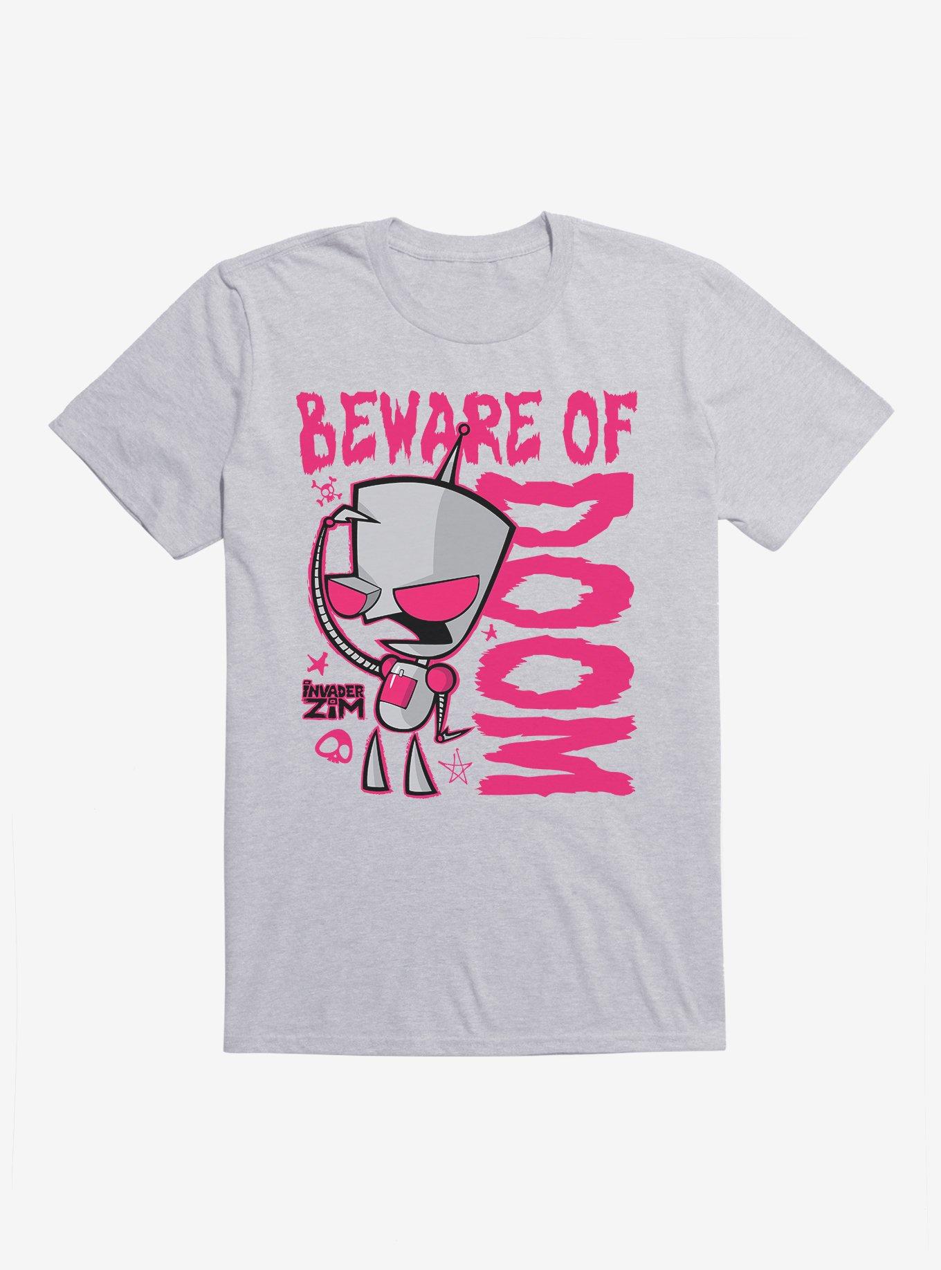 Invader Zim Beware Of Doom T-Shirt, HEATHER GREY, hi-res
