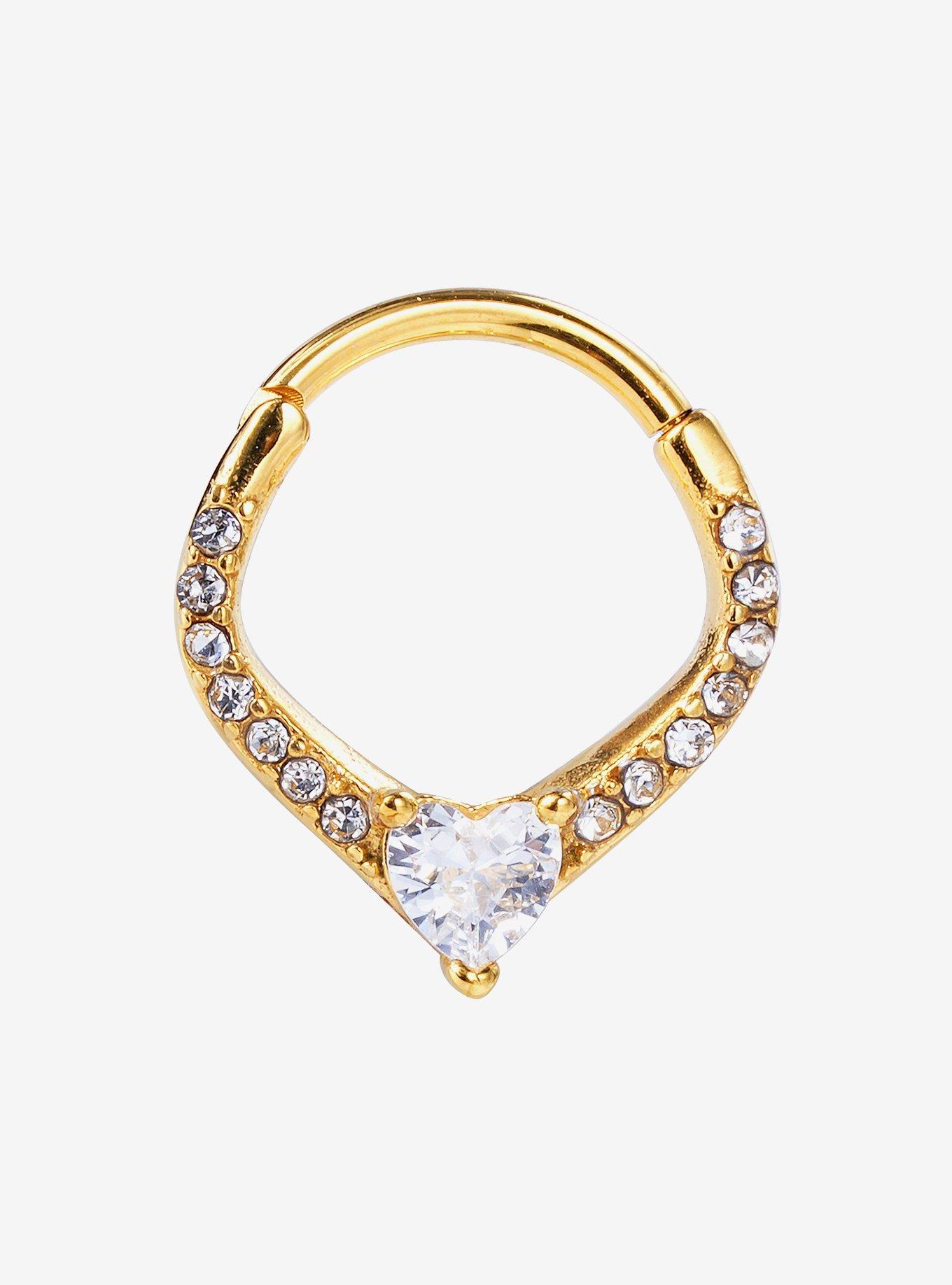 Hot Topic Steel Gold Heart Gem Hinged Clicker at Hamilton Place in ...