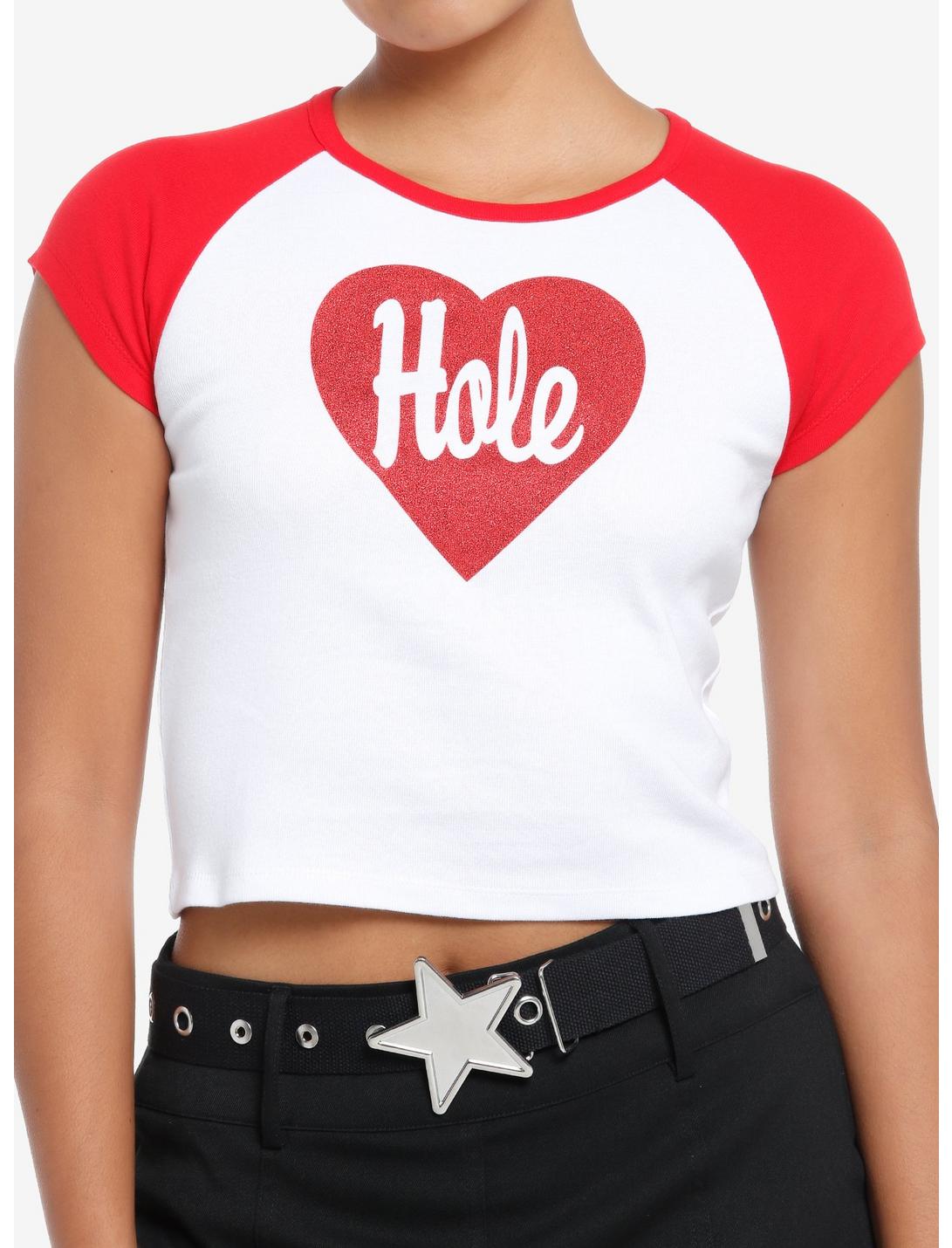 Hole Glitter Heart Girls Baby Raglan T-Shirt, BRIGHT WHITE, hi-res
