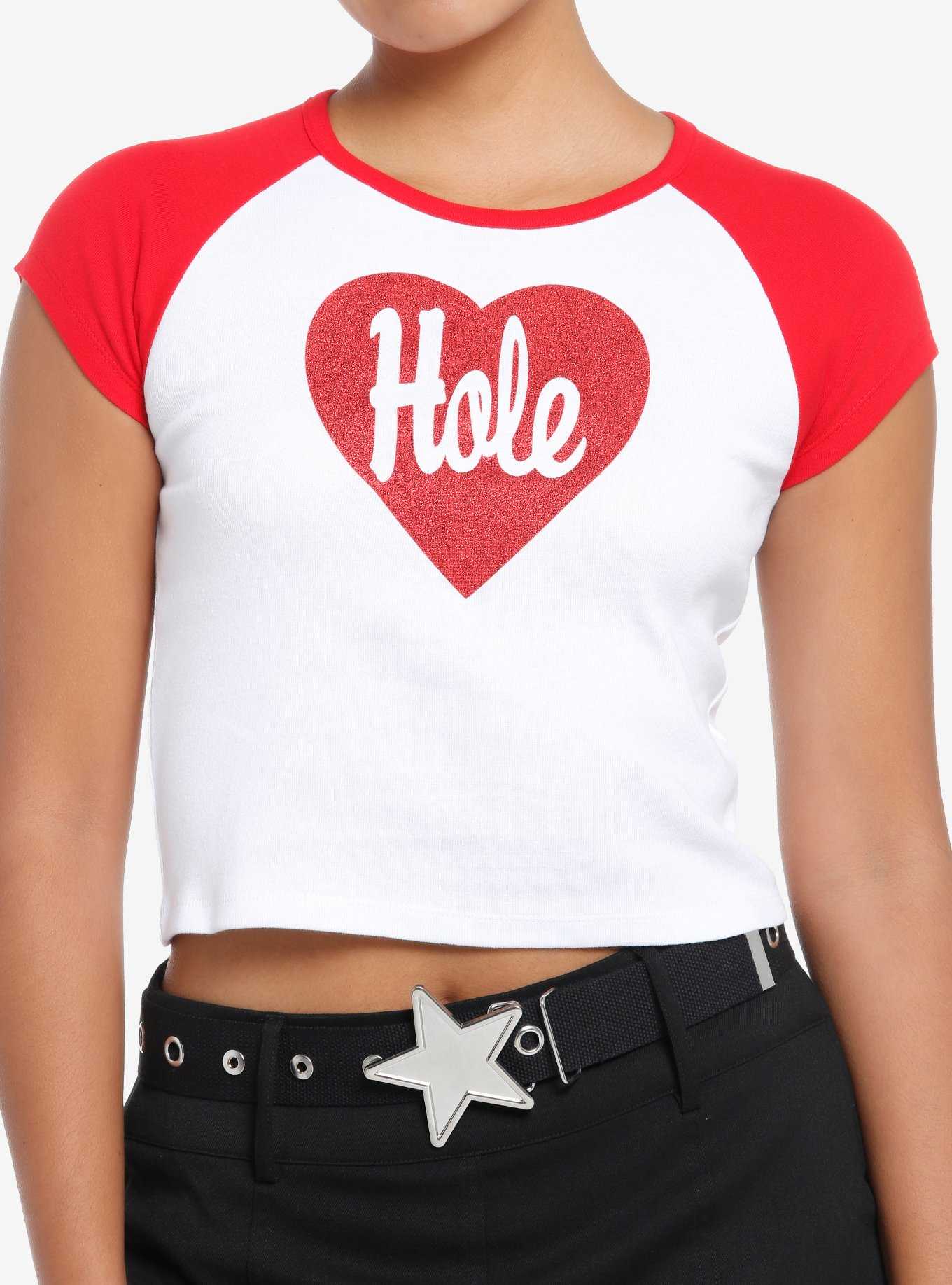 Hole Glitter Heart Girls Baby Raglan T-Shirt, , hi-res