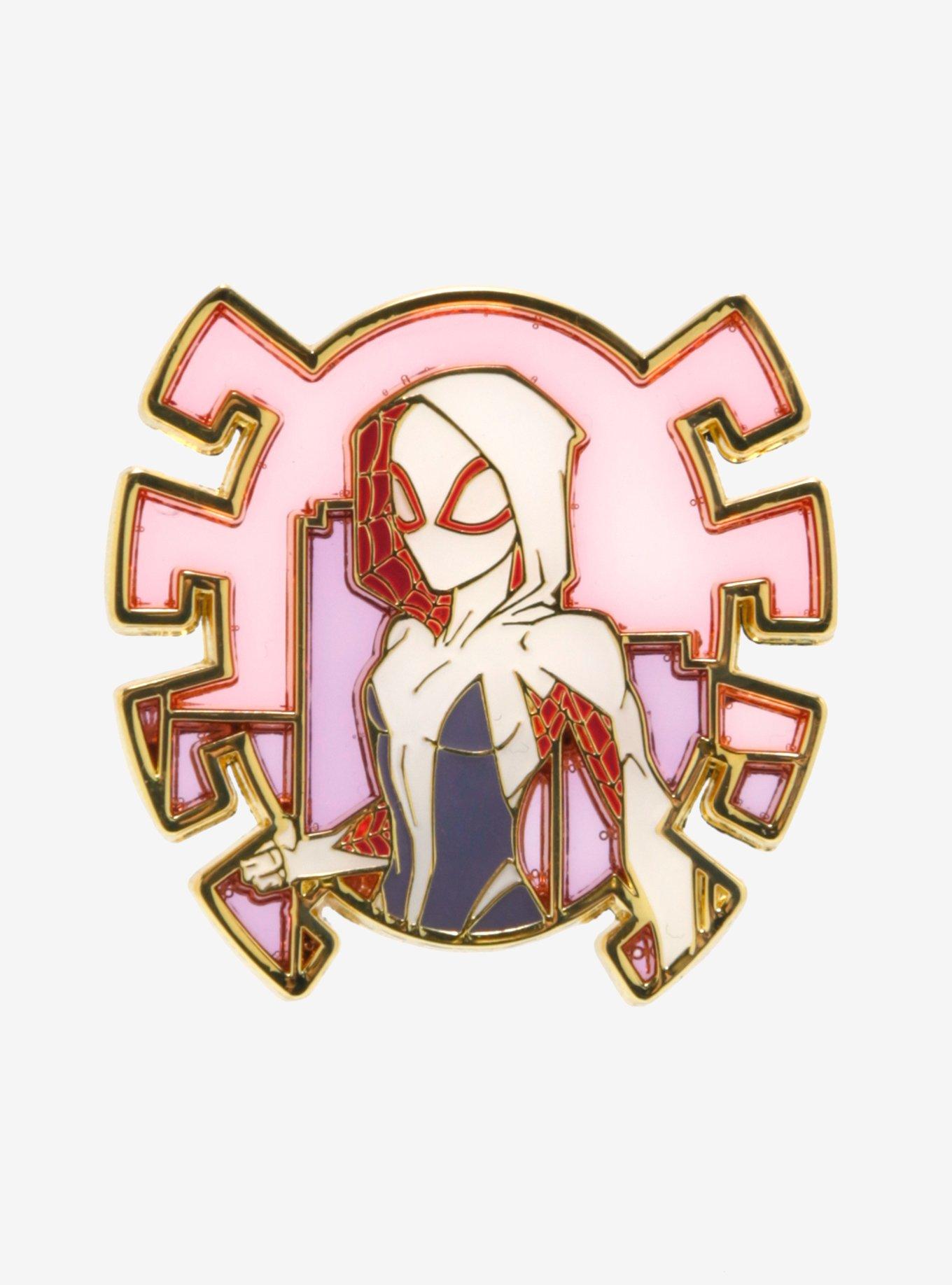 Loungefly Spider-Man: Across the Spider-Verse Spider-Gwen Stained Glass Enamel Pin — BoxLunch Exclusive, , hi-res