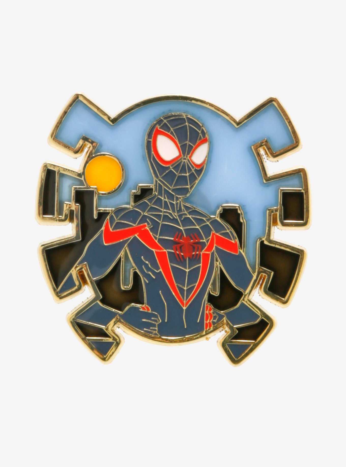 Loungefly Spider-Man: Across the Spider-Verse Miles Morales Stained Glass Enamel Pin — BoxLunch Exclusive, , hi-res