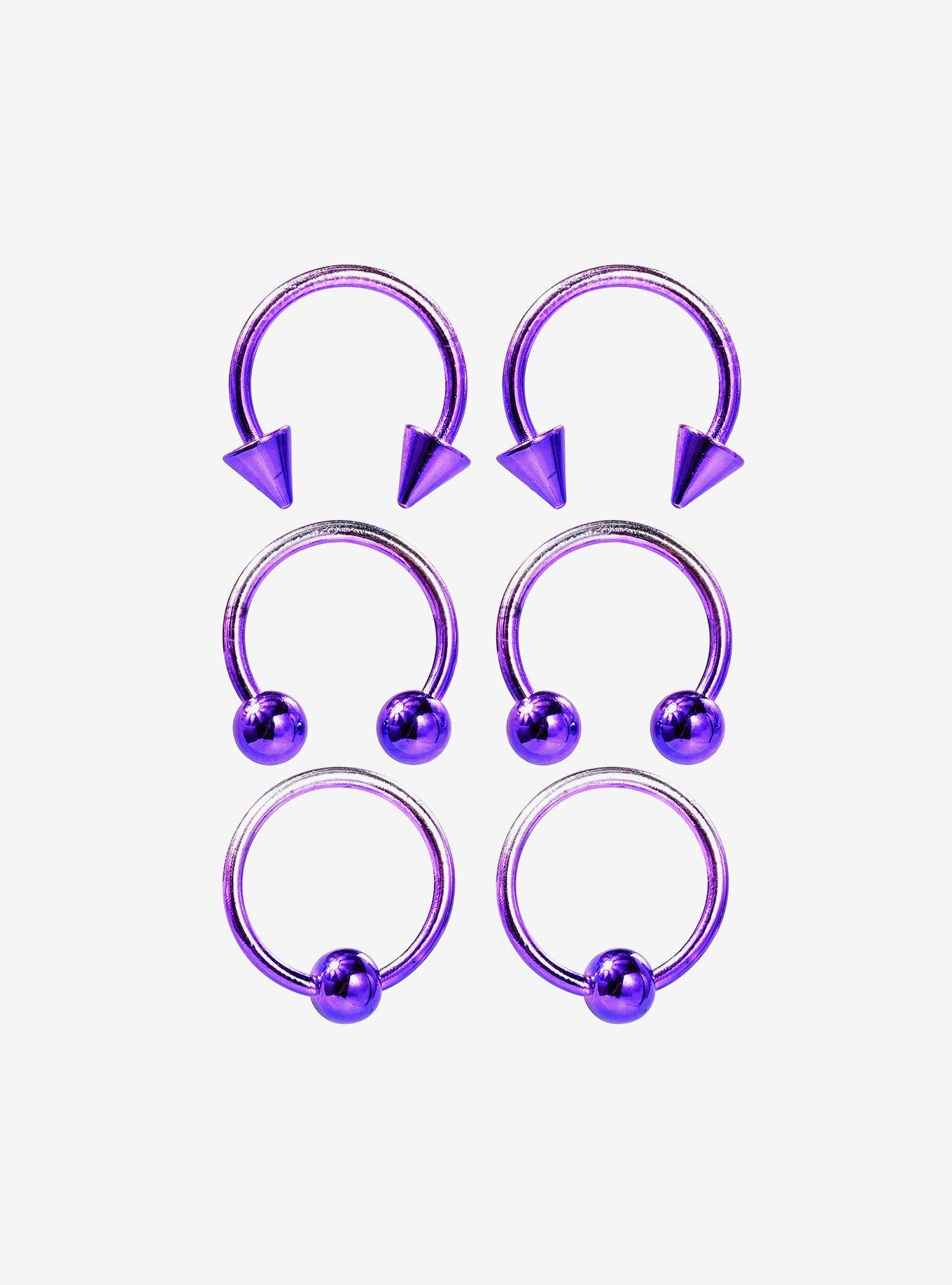 Steel Purple Circular Barbell & Captive Hoop 6 Pack, , hi-res