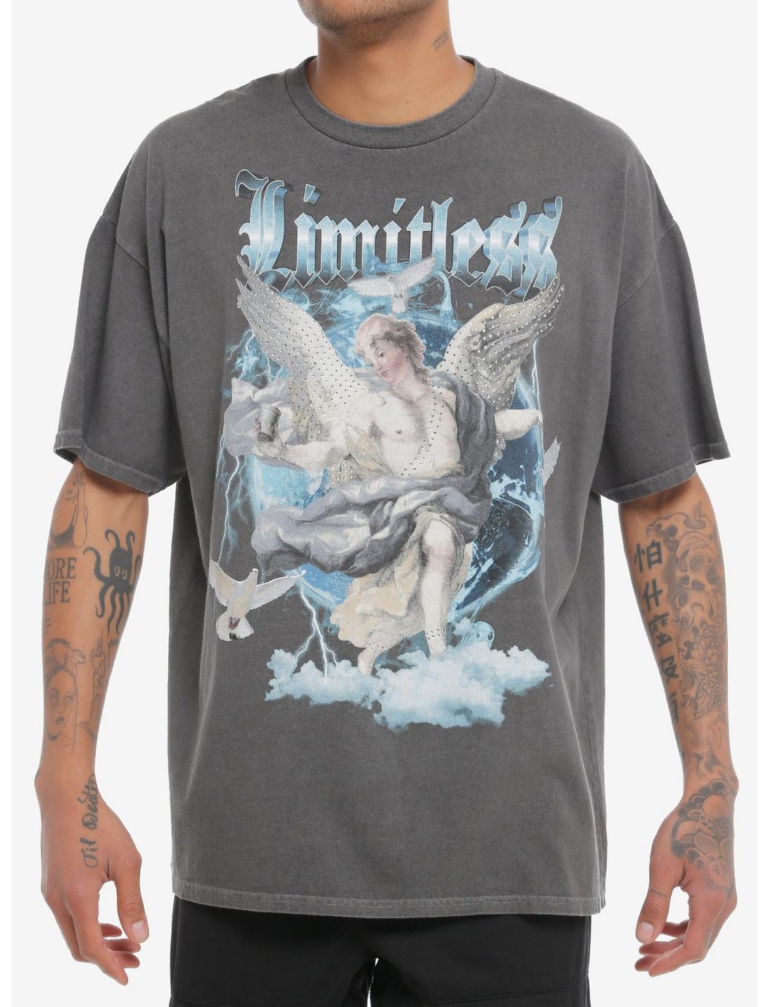 Cosmic Aura™ Limitless Rhinestone Angel Oversized T-Shirt, MULTI, hi-res