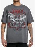 Social Collision® Sinner Rhinestone Skull Oversized T-Shirt, RED, hi-res
