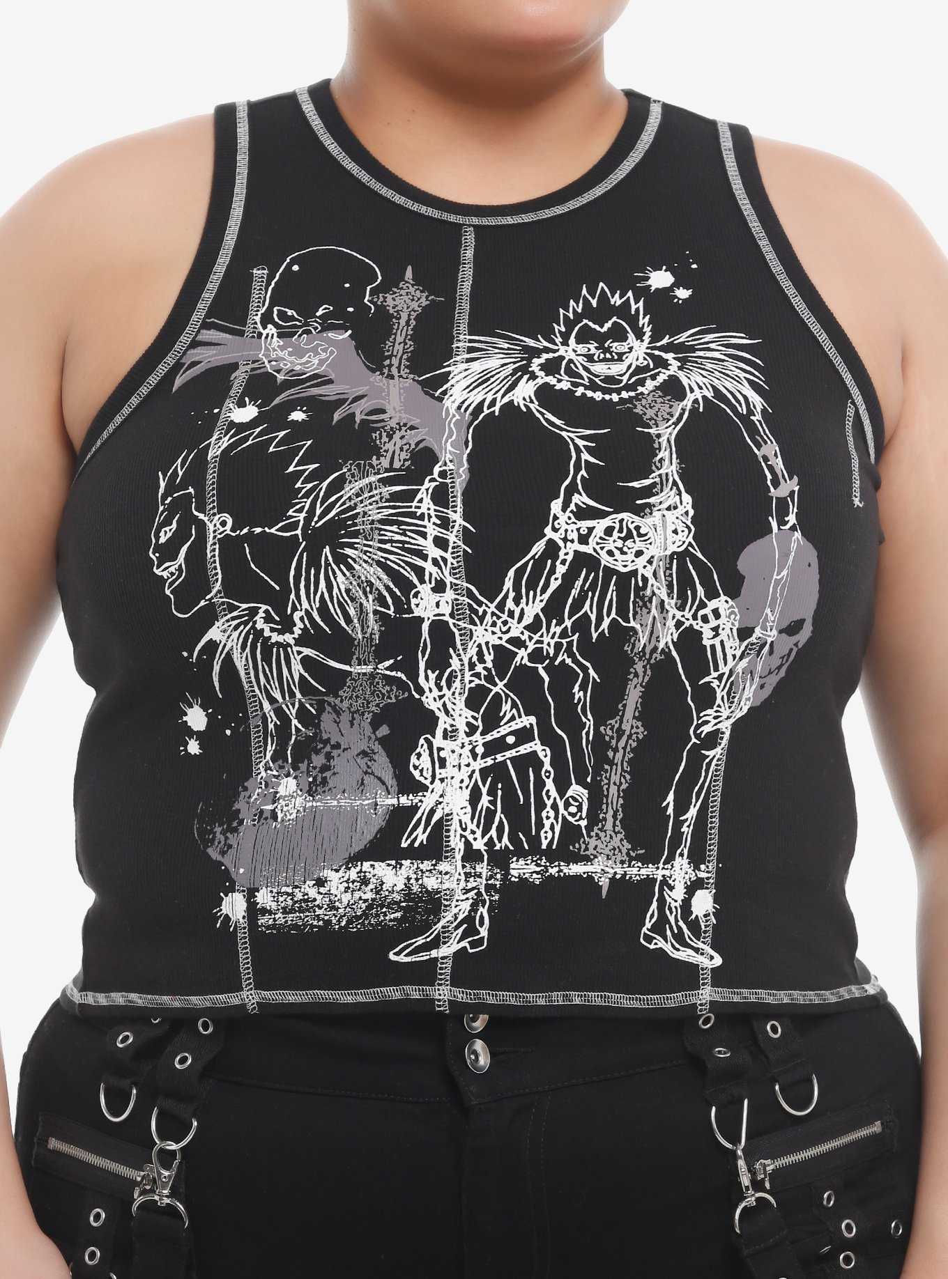 Death Note Ryuk Outline Ribbed Girls Crop Tank Top Plus Size, , hi-res
