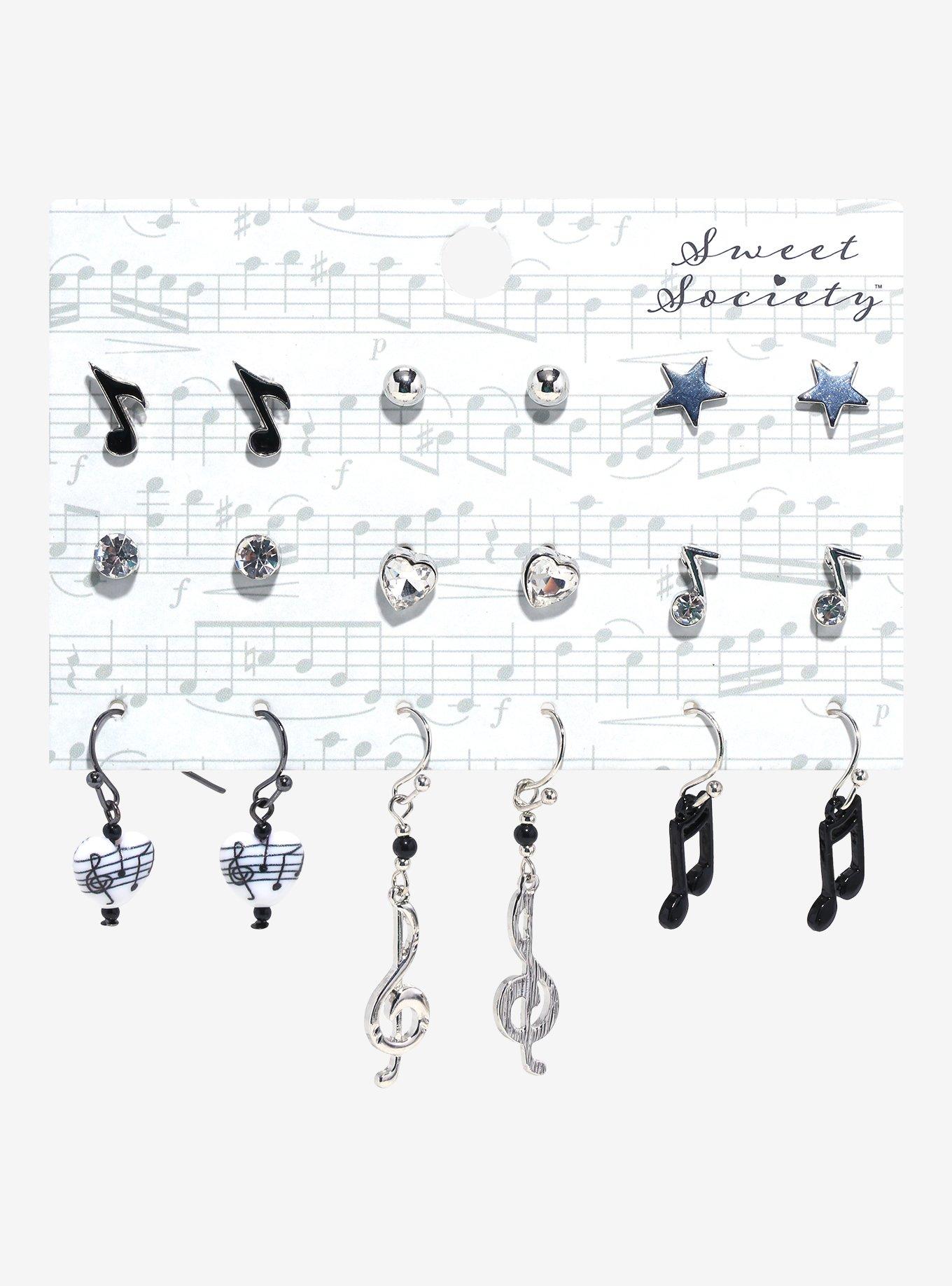 Sweet Society Music Note Stud & Earring Set, , hi-res