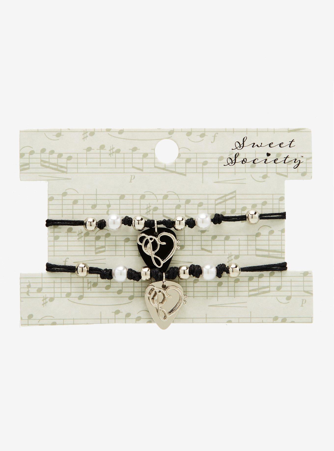 Sweet Society Music Note Guitar Pick Best Friend Cord Bracelet Set, , hi-res