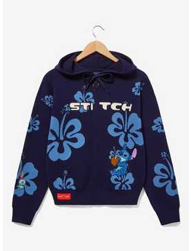 Her Universe Disney Lilo & Stitch Hibiscus Flower Stitch Knit Zippered Hoodie - BoxLunch Exclusive, , hi-res