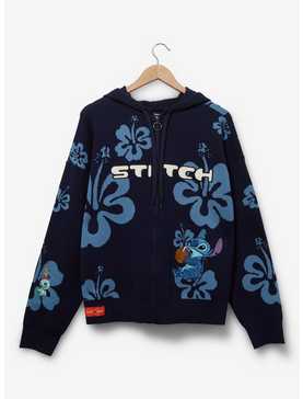 Her Universe Disney Lilo & Stitch Hibiscus Women's Plus Size Knit Zip Hoodie — BoxLunch Exclusive, , hi-res