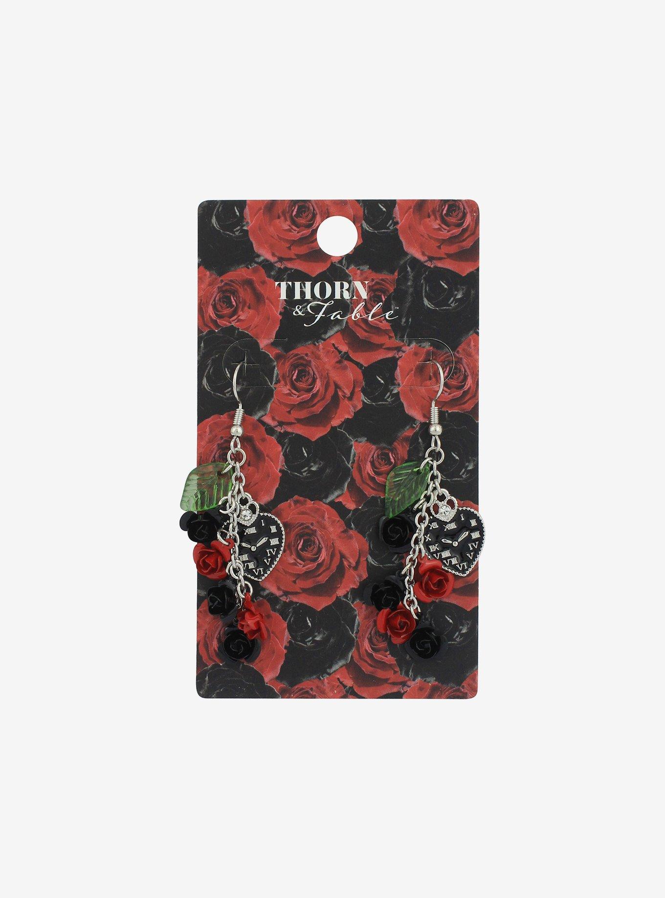Thorn & Fable Rose Clock Earrings