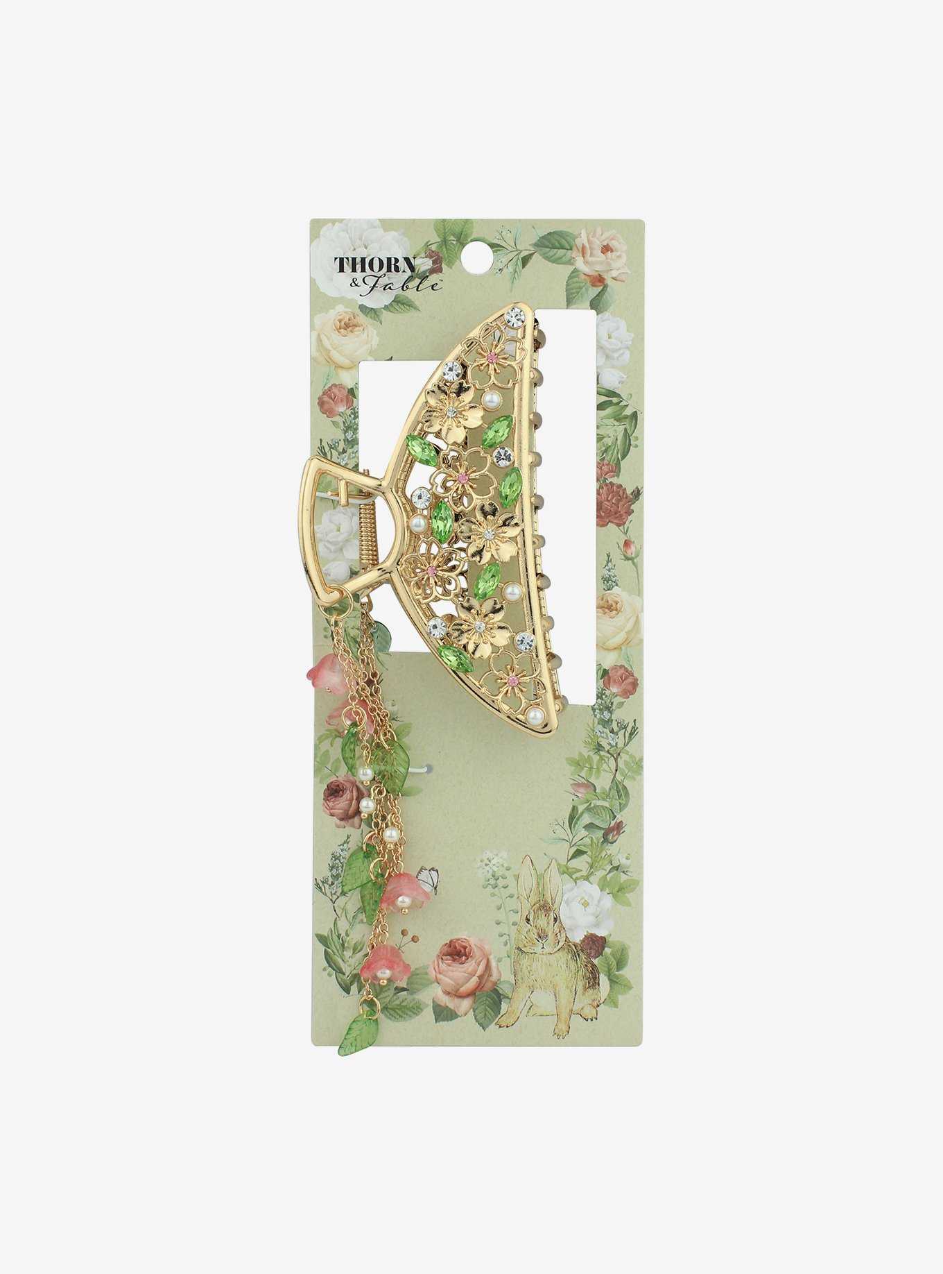 Thorn & Fable Floral Charm Claw Hair Clip, , hi-res
