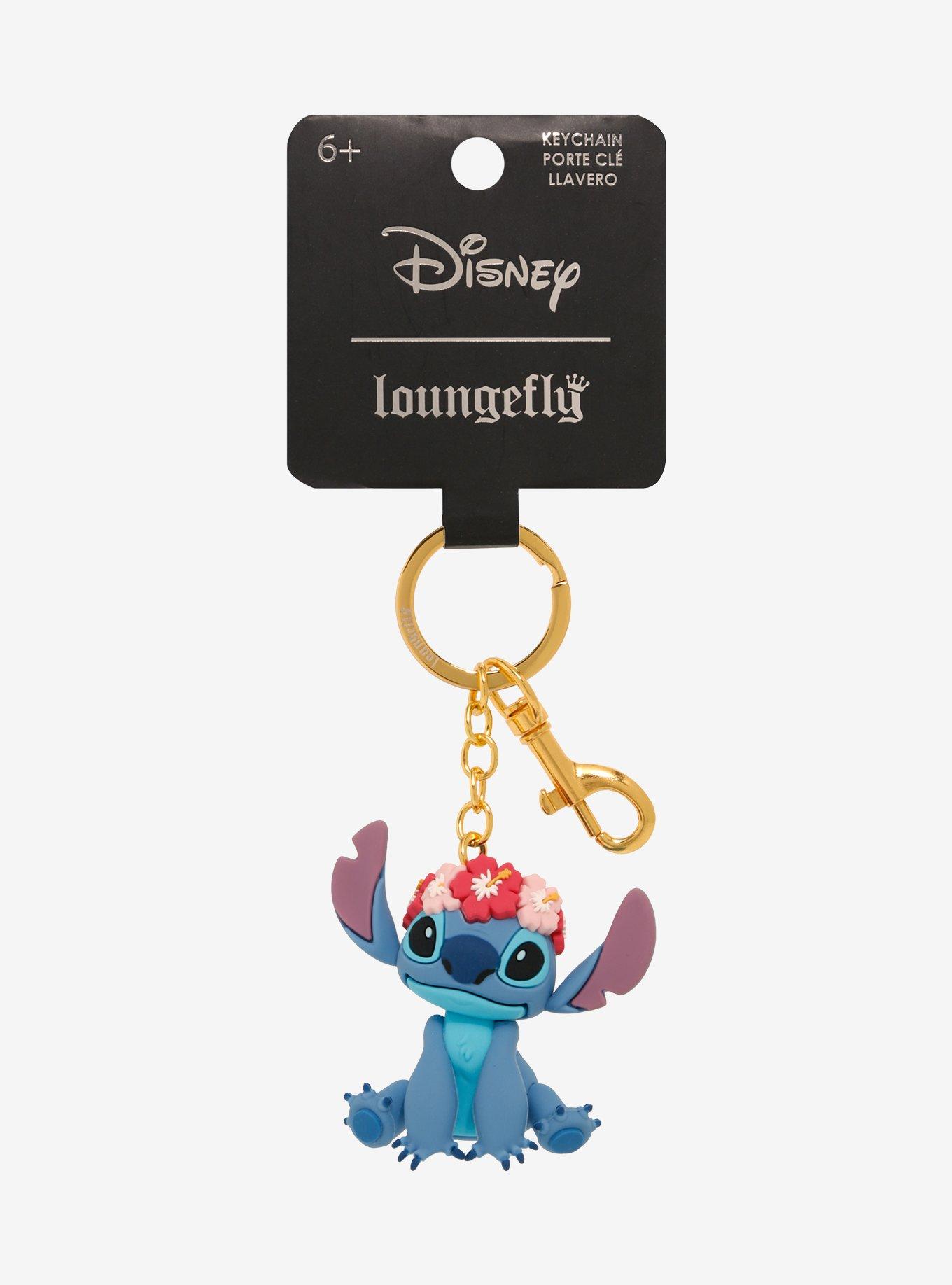 Loungefly Disney Lilo & Stitch Flower Crown Stitch 3D Keychain — BoxLunch Exclusive, , hi-res